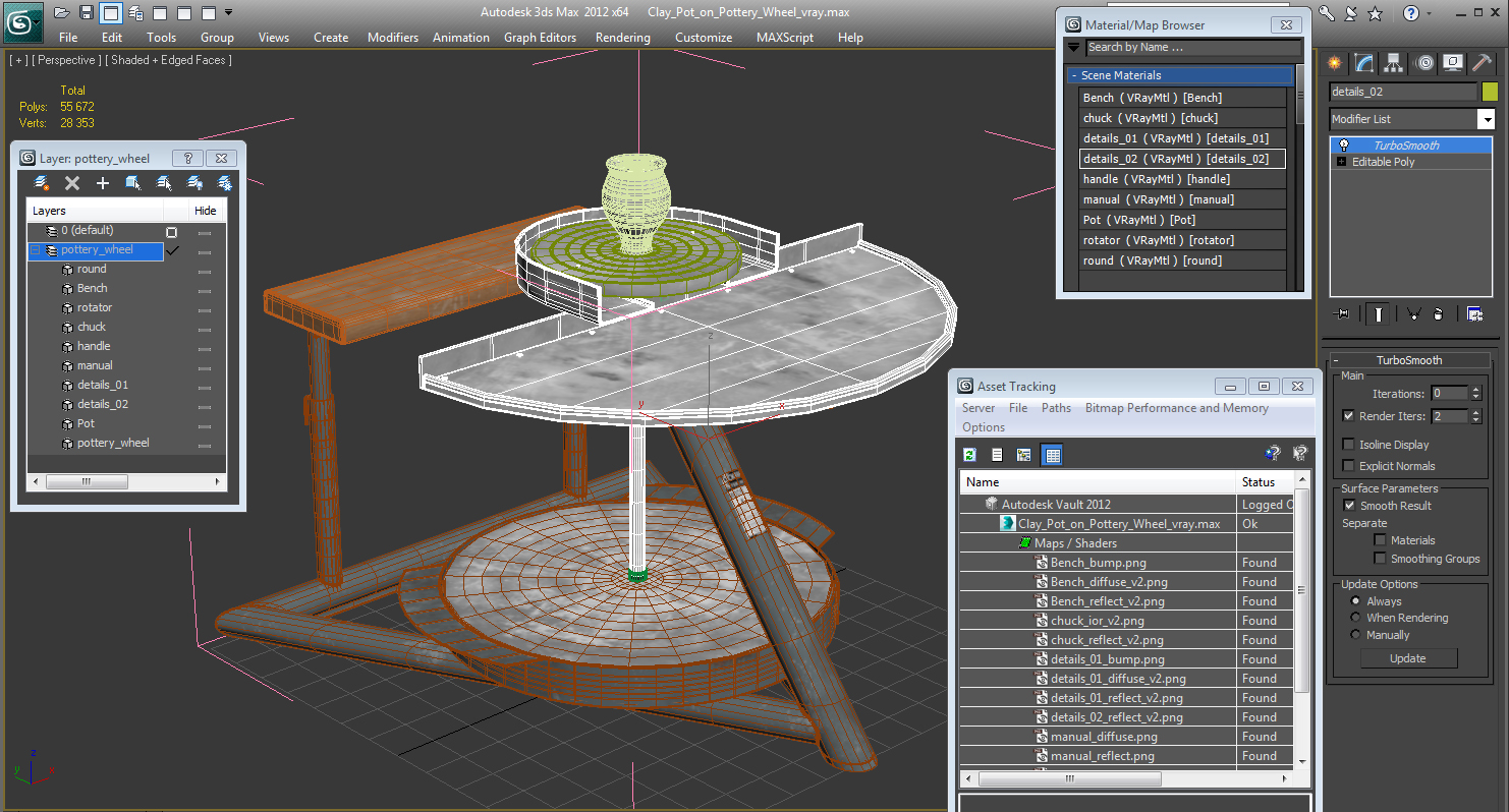 3D model Clay Pot on Pottery Wheel