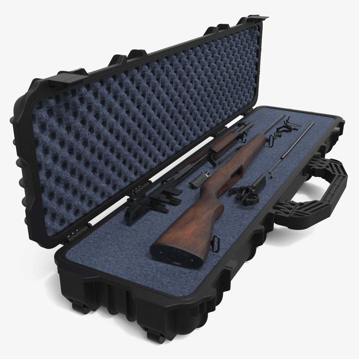 Disassembled M1 Garand US Rifle in Hard Case 3D model preview