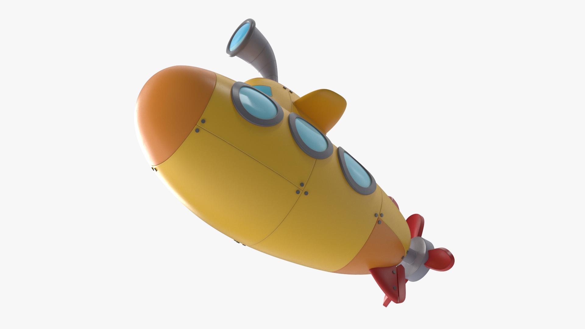 Cartoon Submarine Orange 3D model