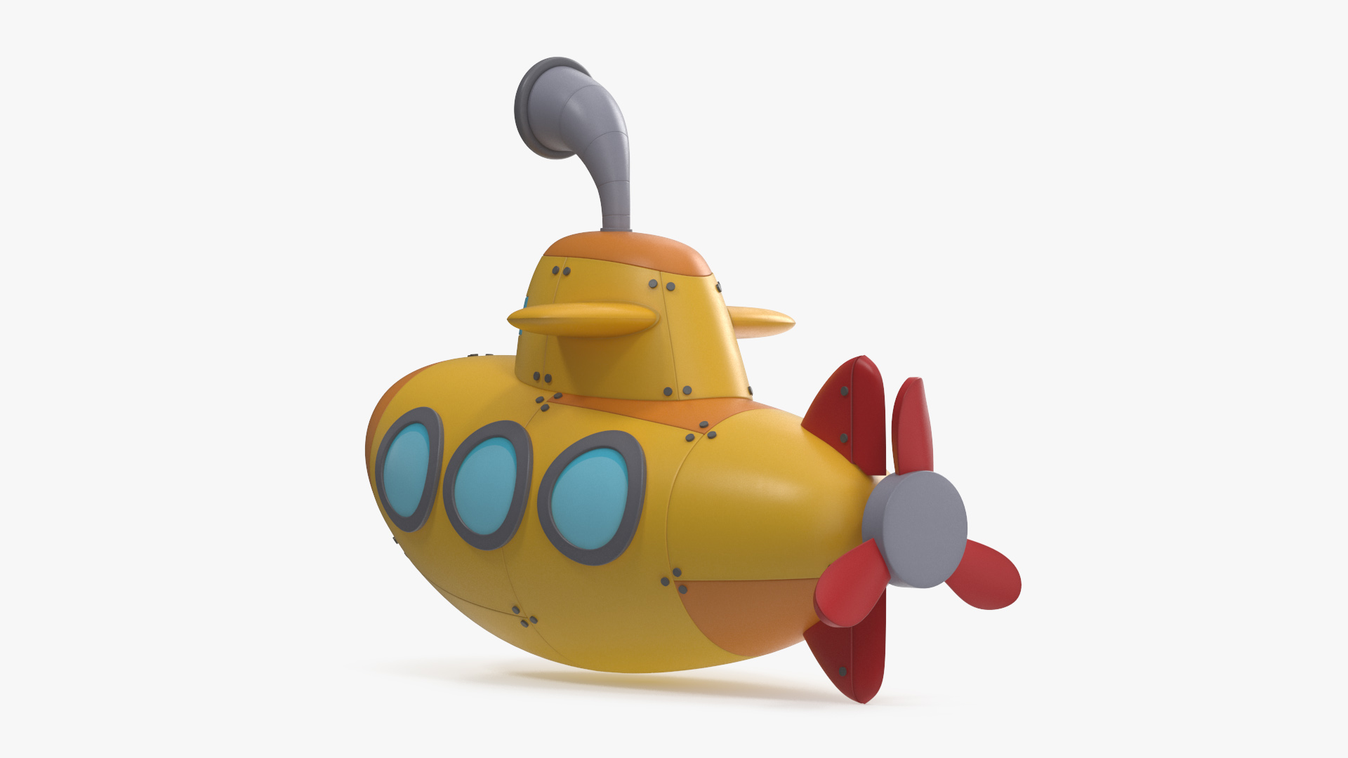 Cartoon Submarine Orange 3D model