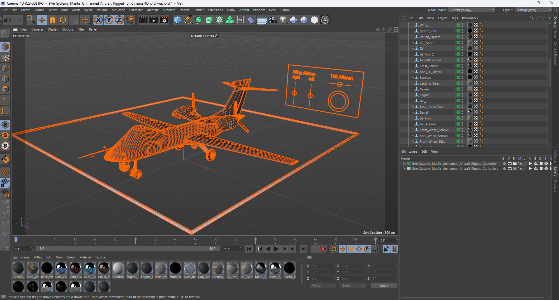 BAe Systems Mantis Unmanned Aircraft Rigged for Cinema 4D 3D