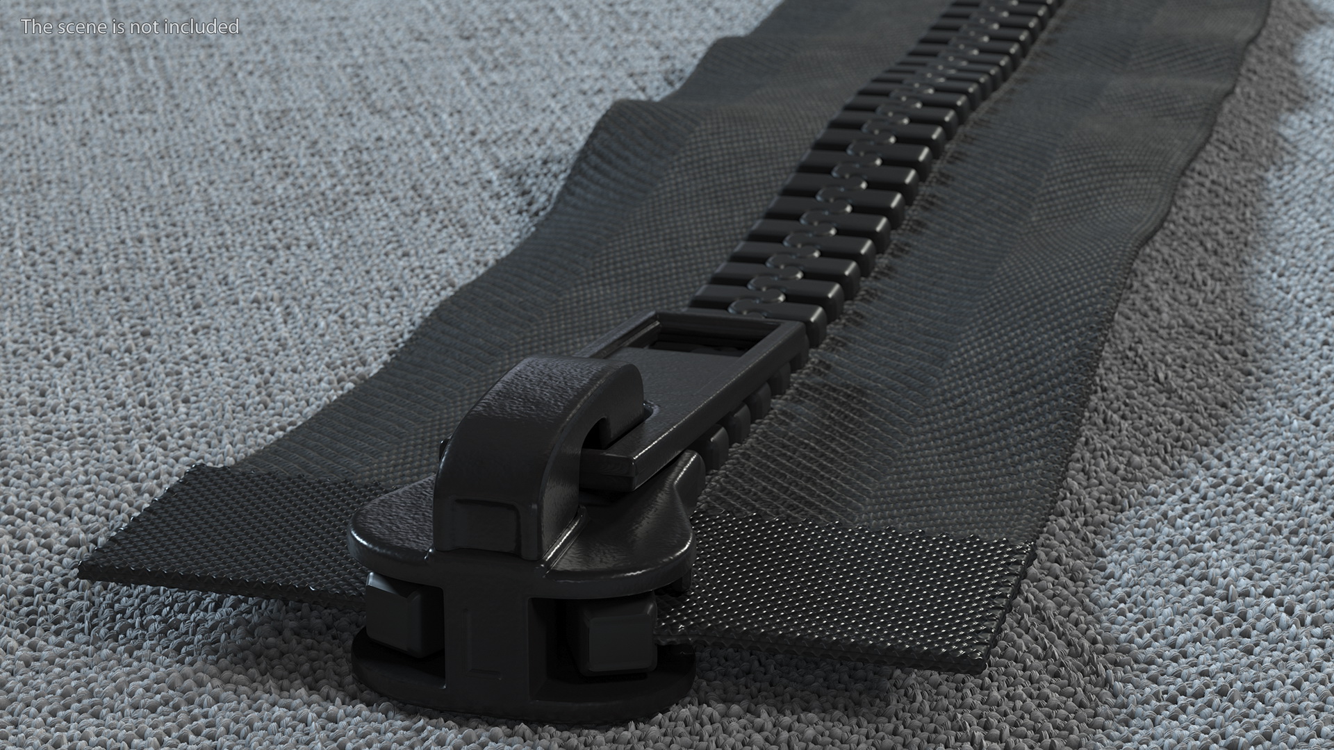 Two Way Zipper Closed Black 3D