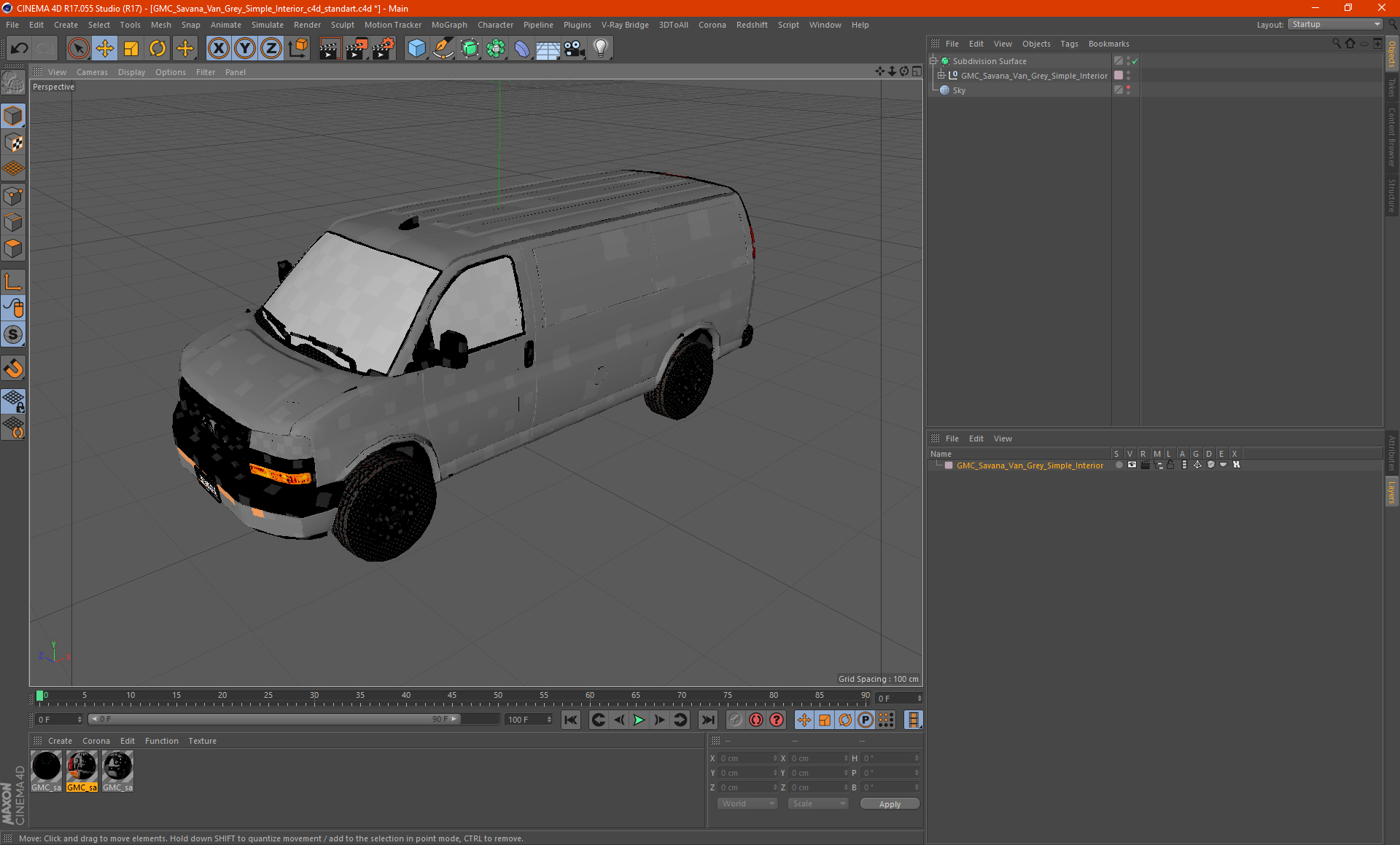 3D model GMC Savana Van Grey Simple Interior