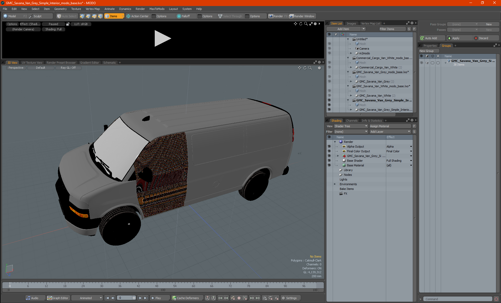 3D model GMC Savana Van Grey Simple Interior