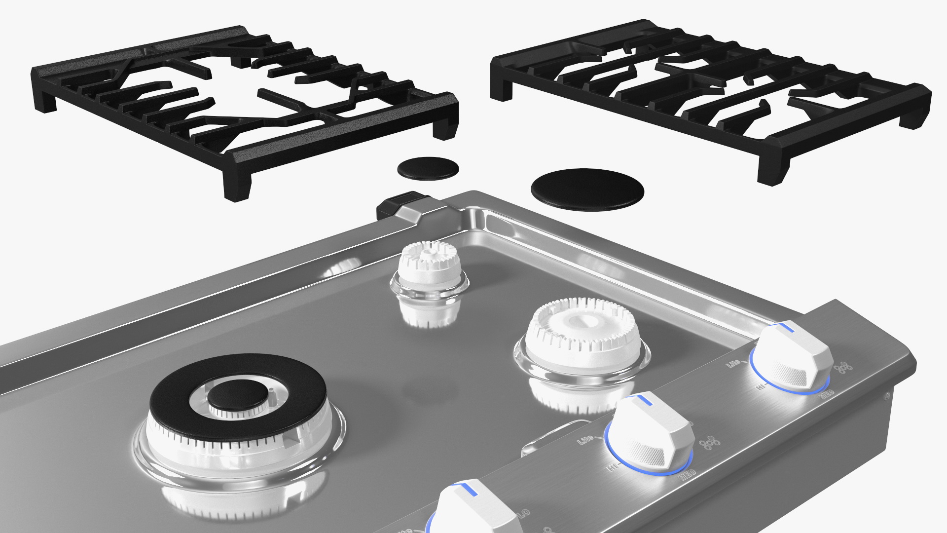 Smart Gas Countertop Stove White 3D