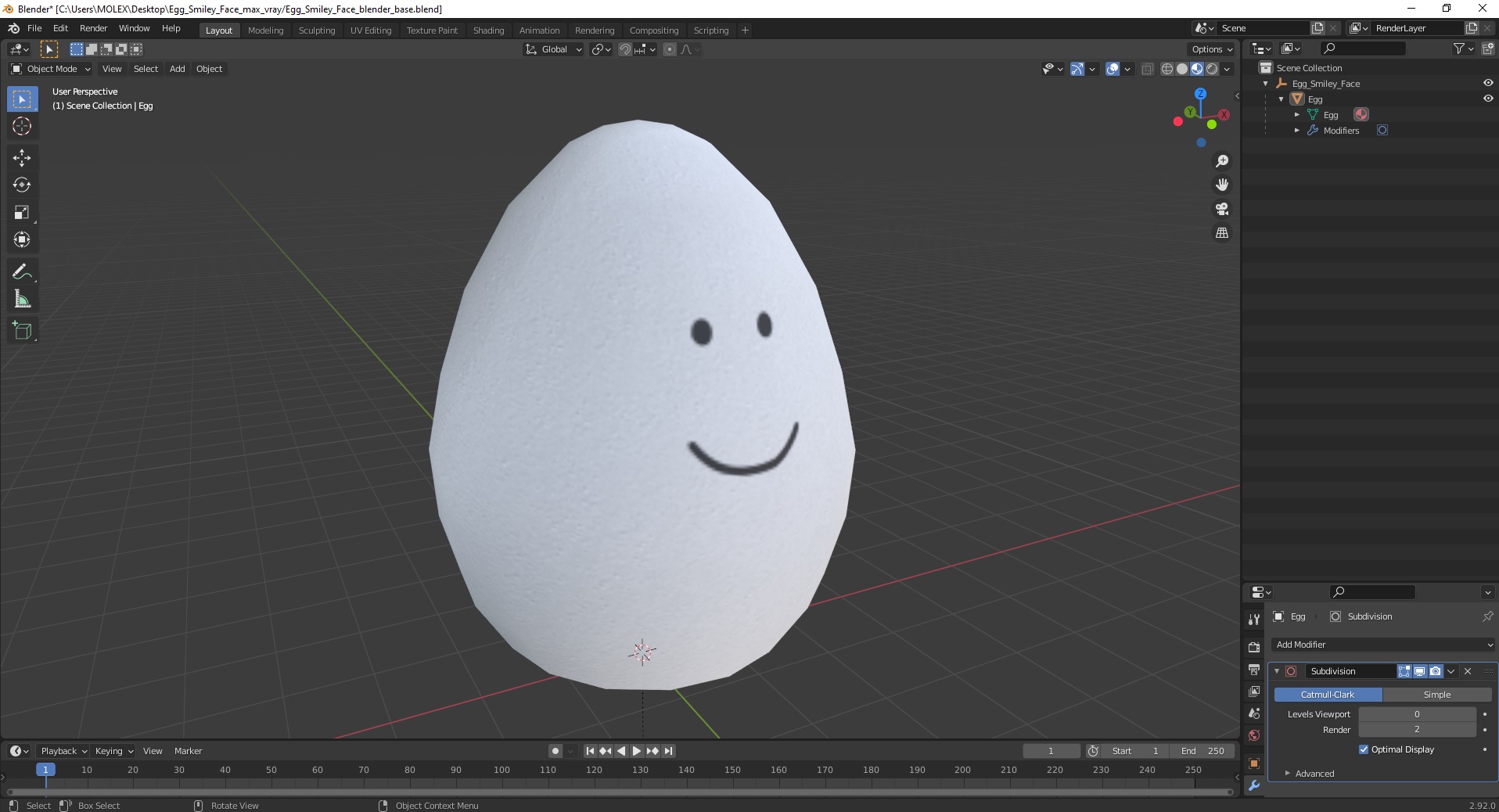 3D model Egg Smiley Face