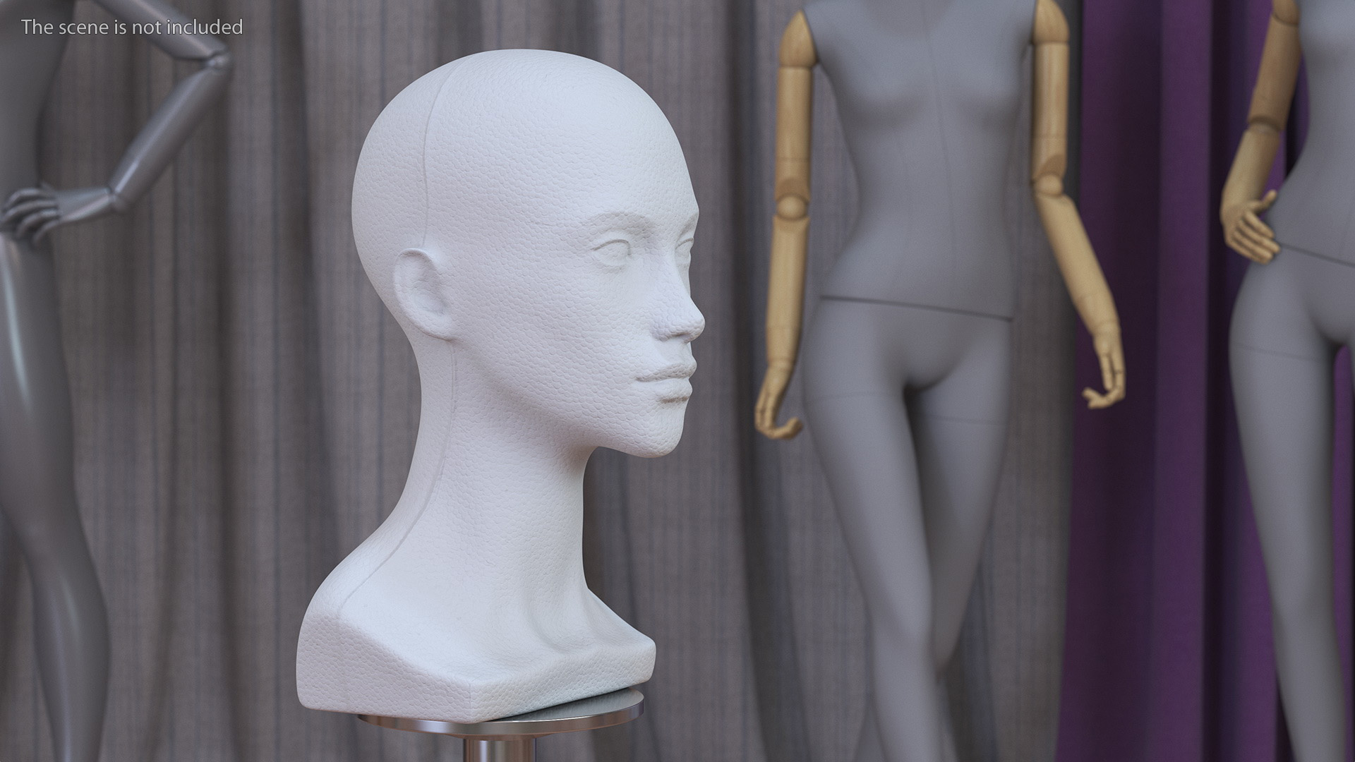 3D Styrofoam Woman Mannequin Head White
