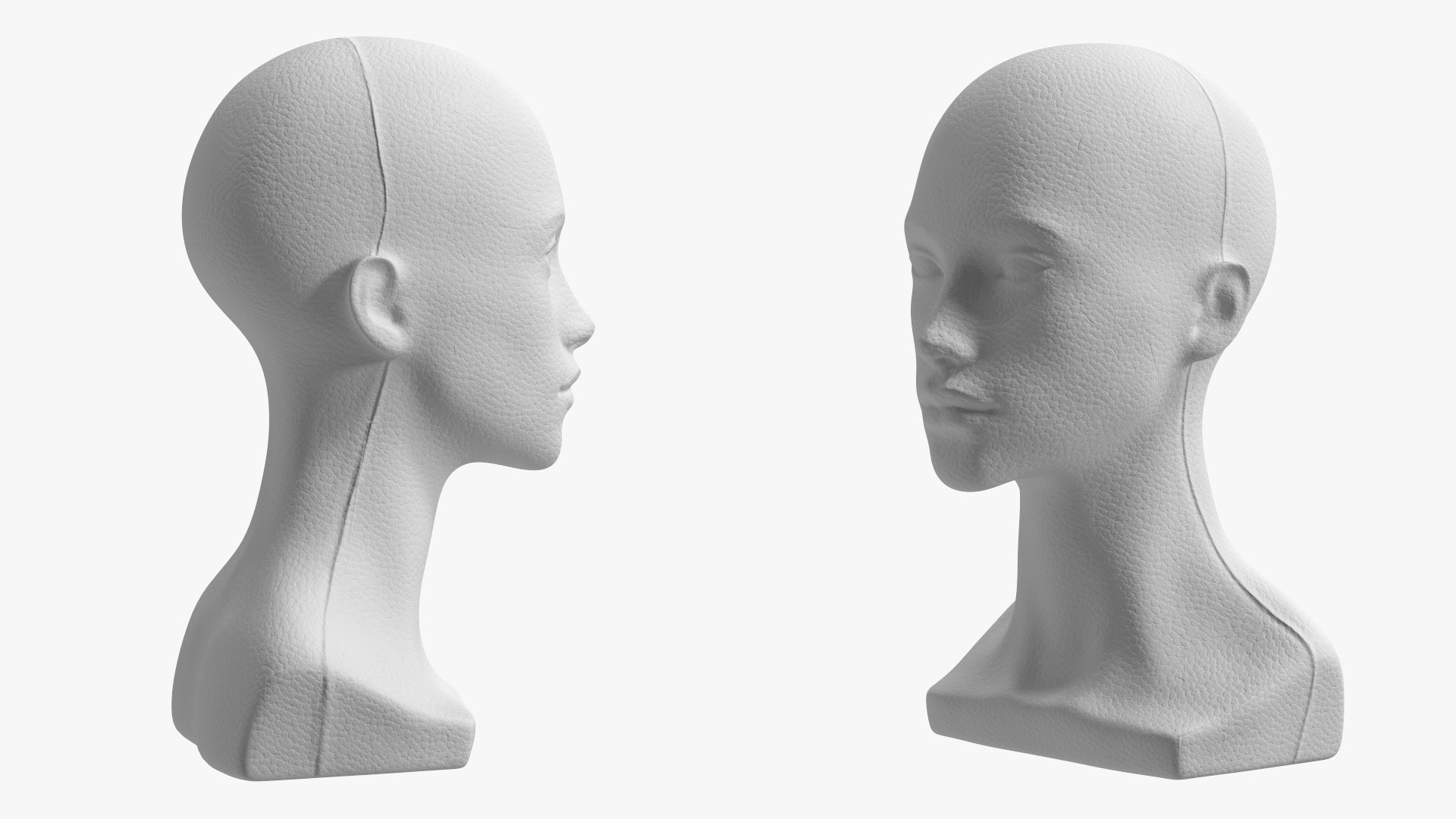 3D Styrofoam Woman Mannequin Head White
