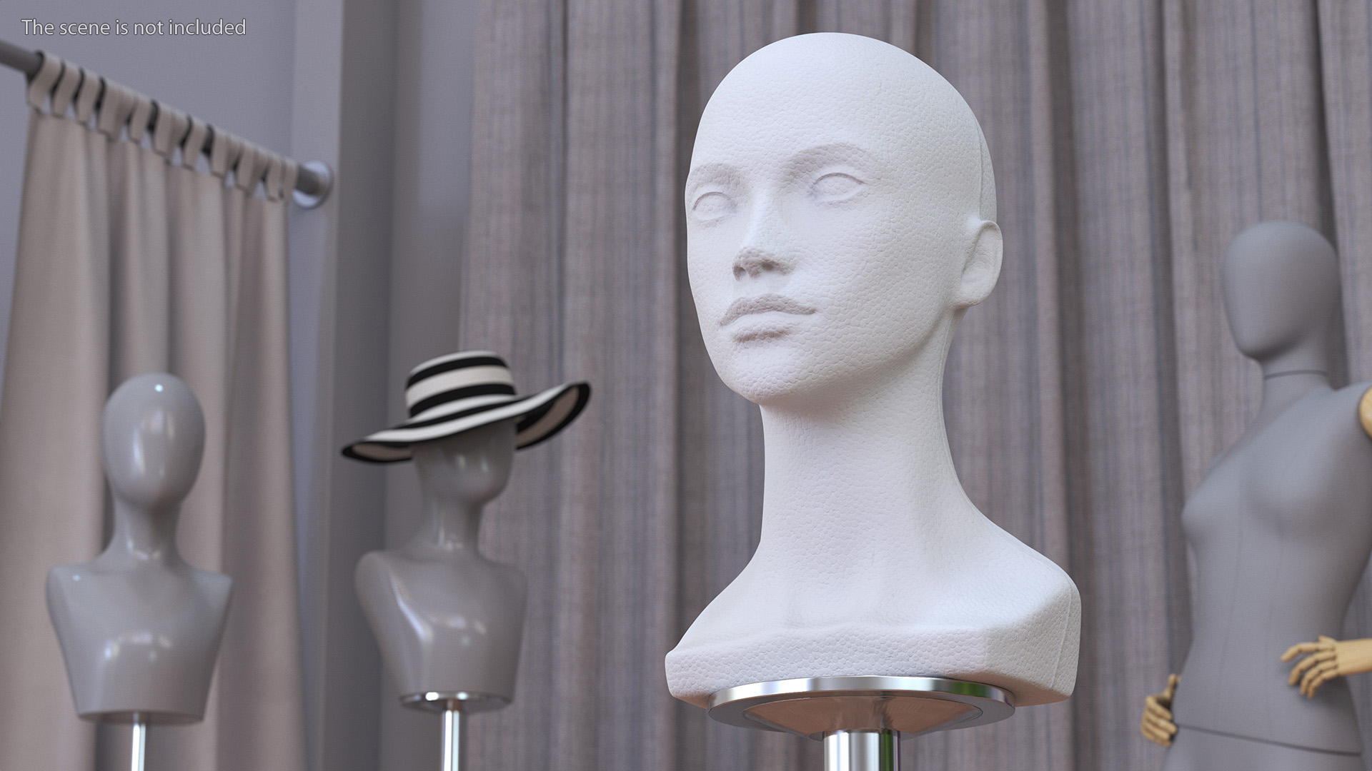 3D Styrofoam Woman Mannequin Head White