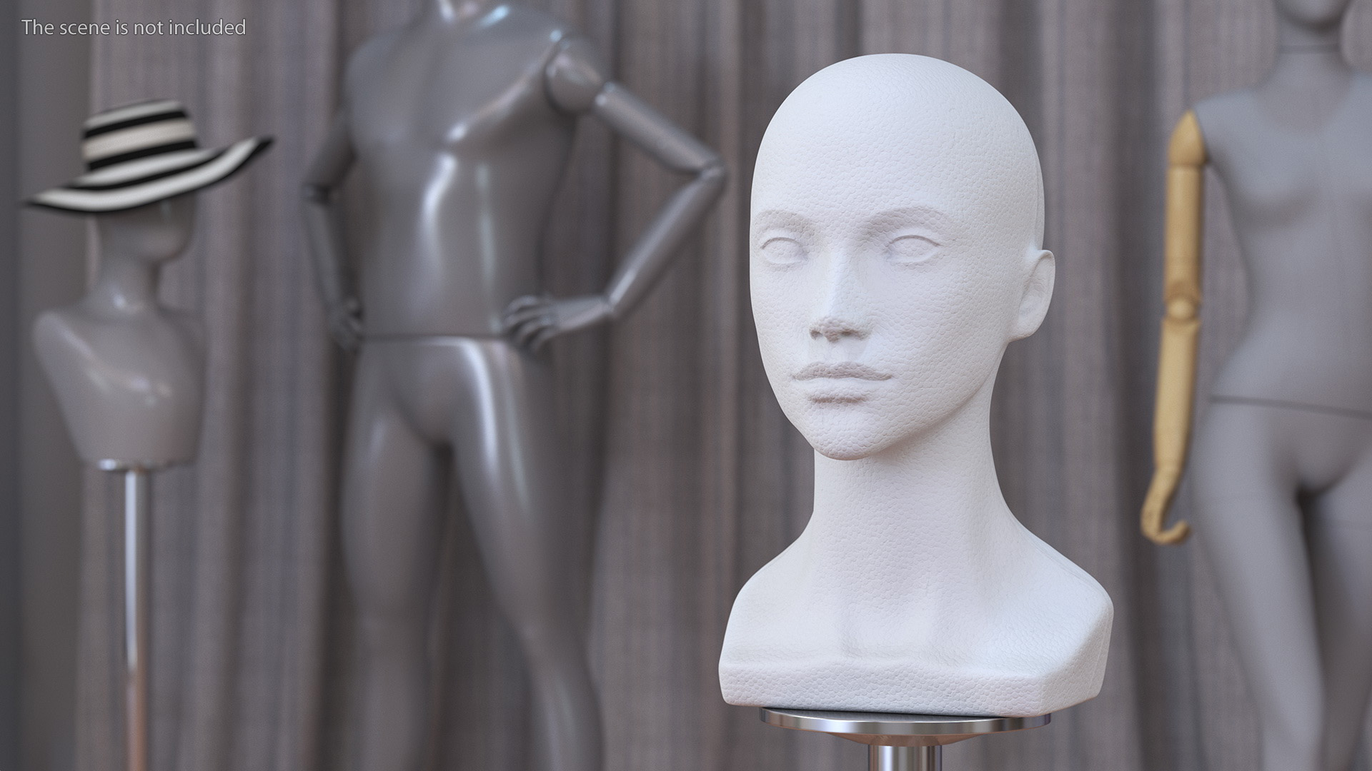 3D Styrofoam Woman Mannequin Head White