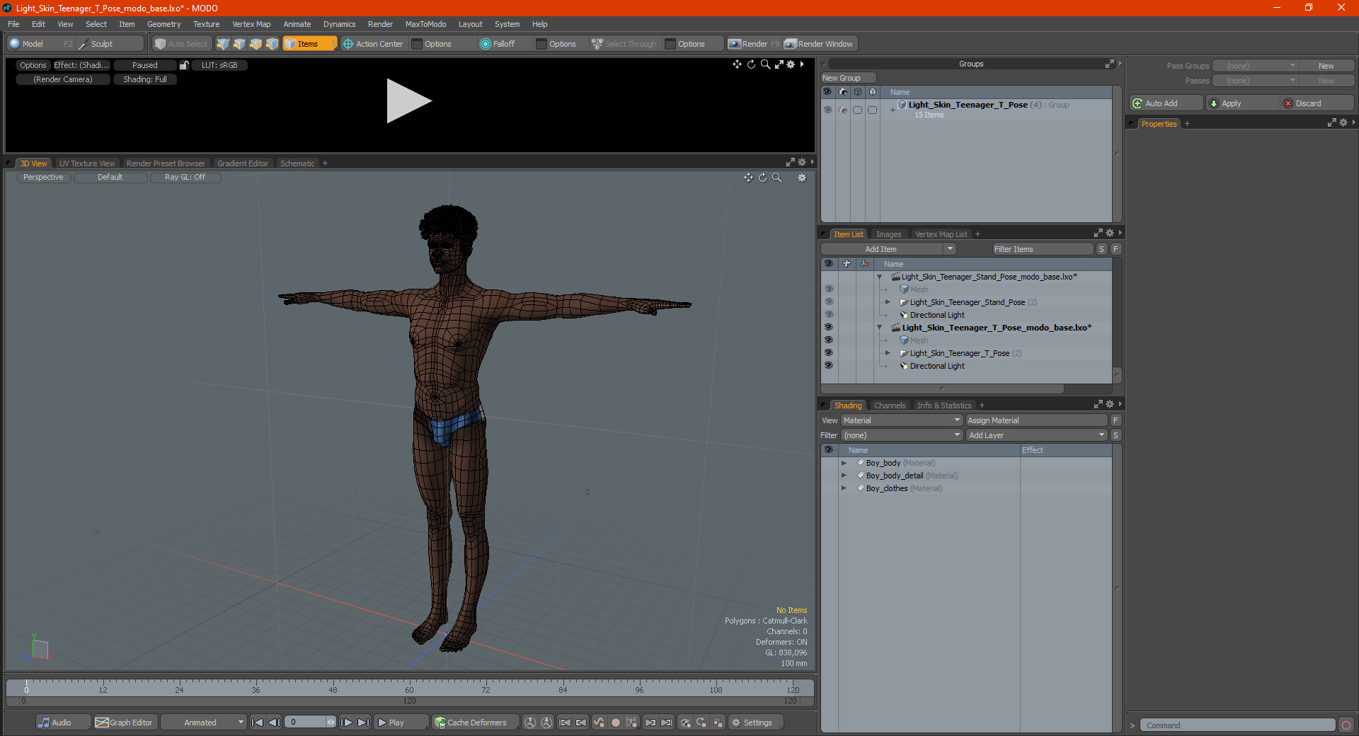 Light Skin Young Man T Pose 3D