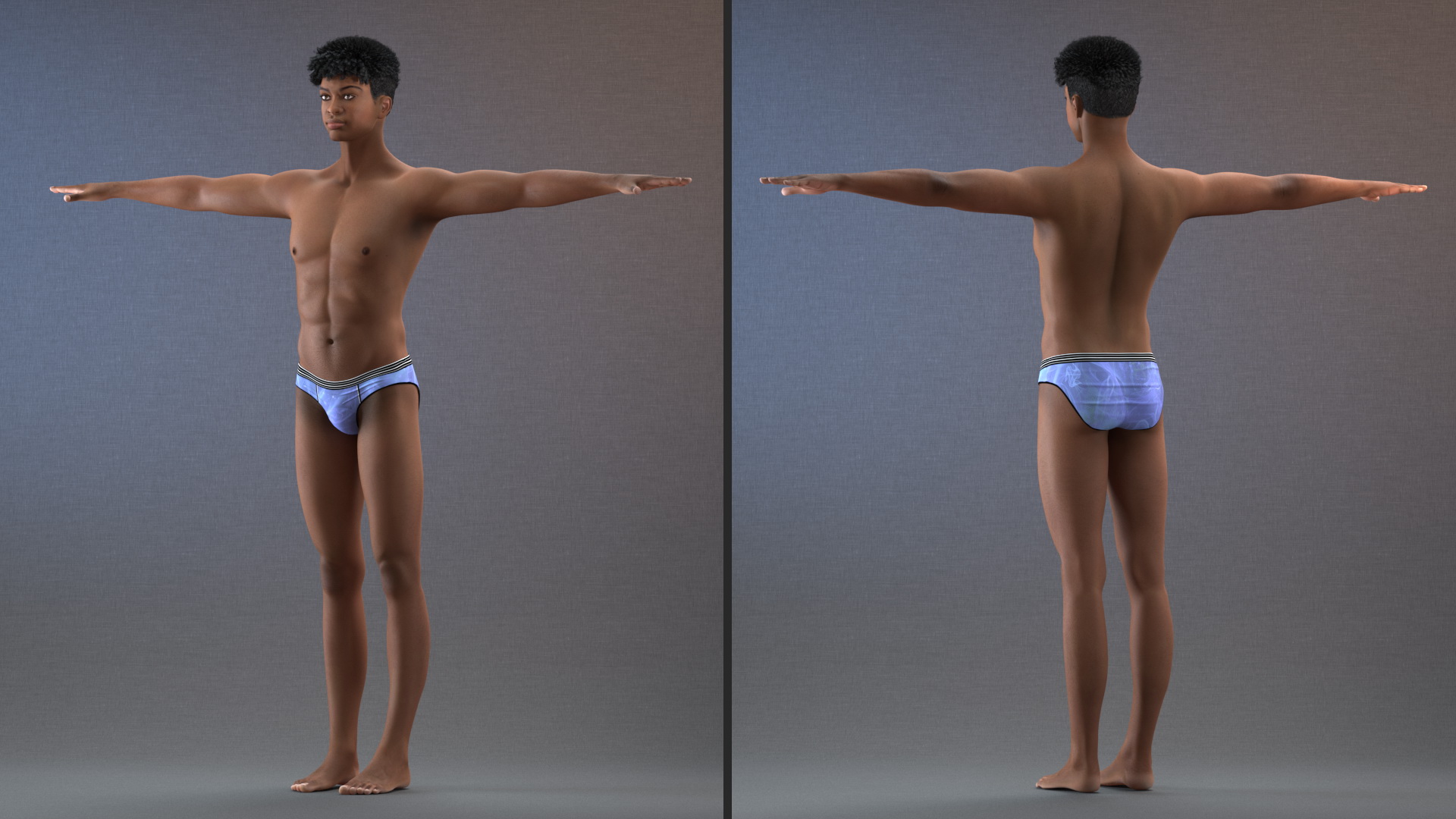 Light Skin Young Man T Pose 3D