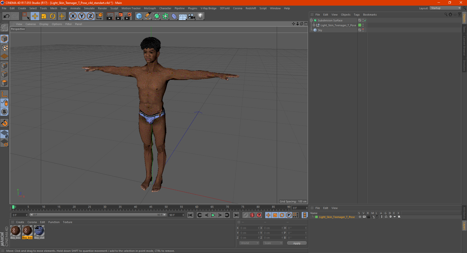Light Skin Young Man T Pose 3D