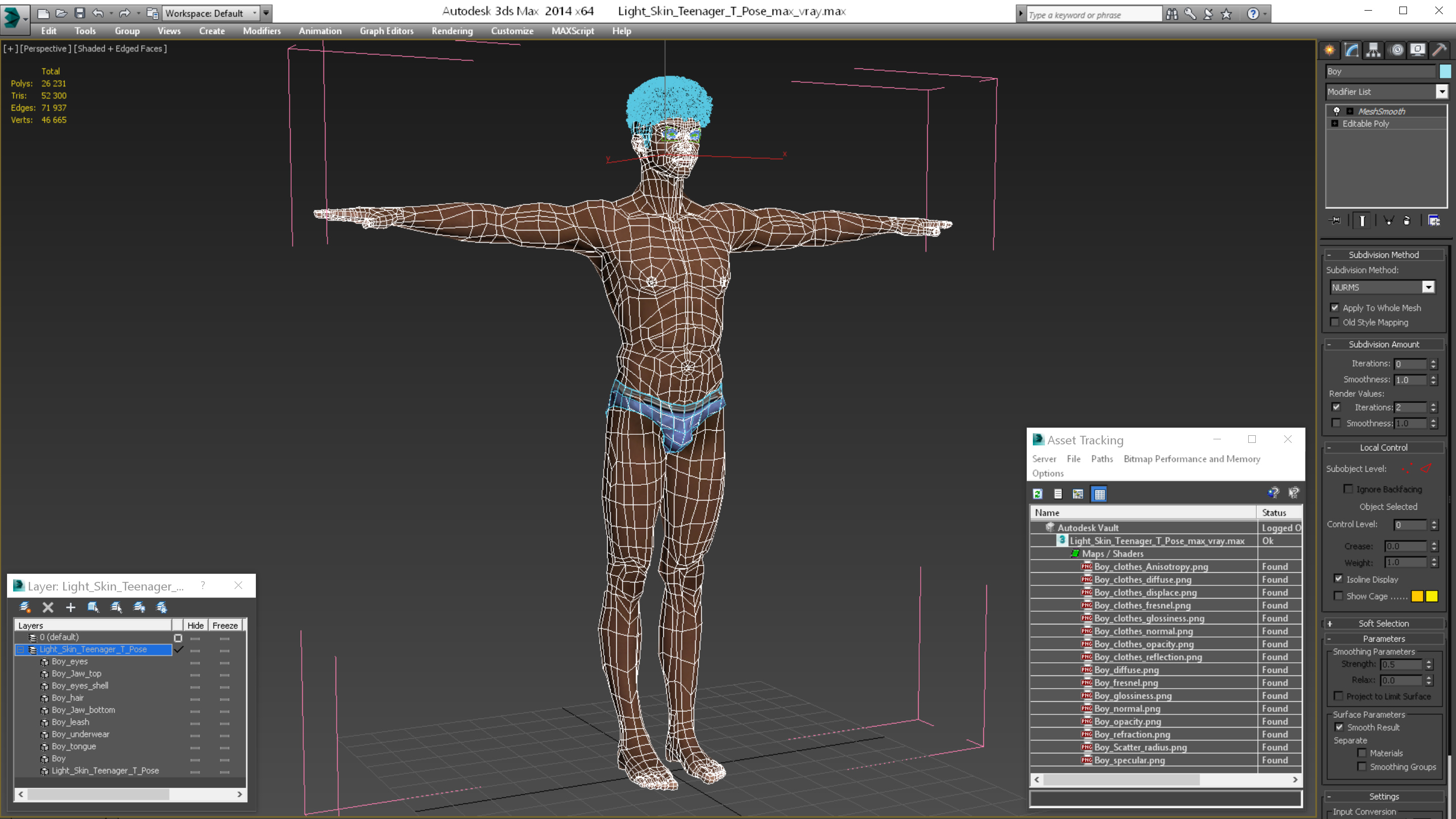 Light Skin Young Man T Pose 3D