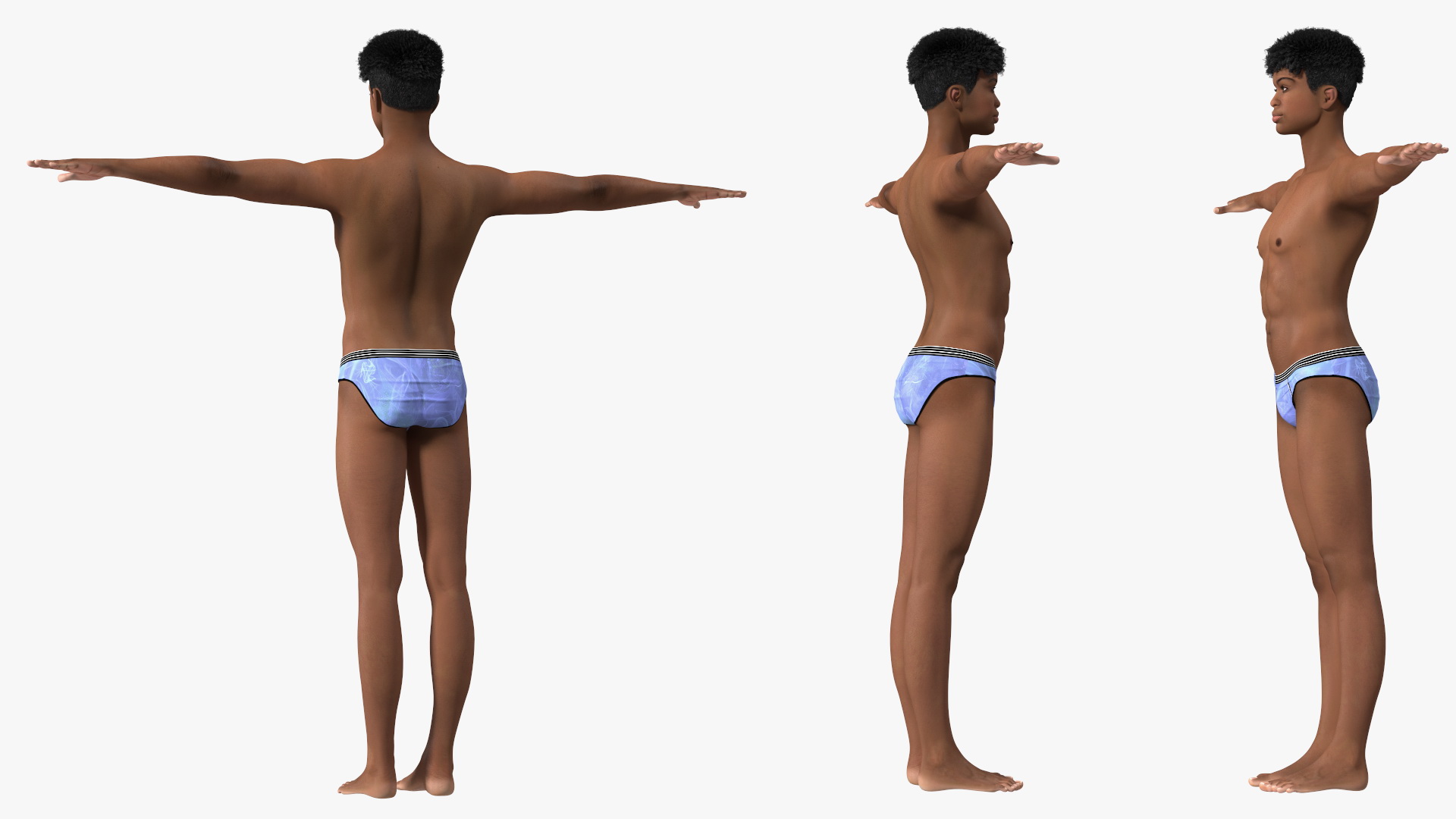 Light Skin Young Man T Pose 3D