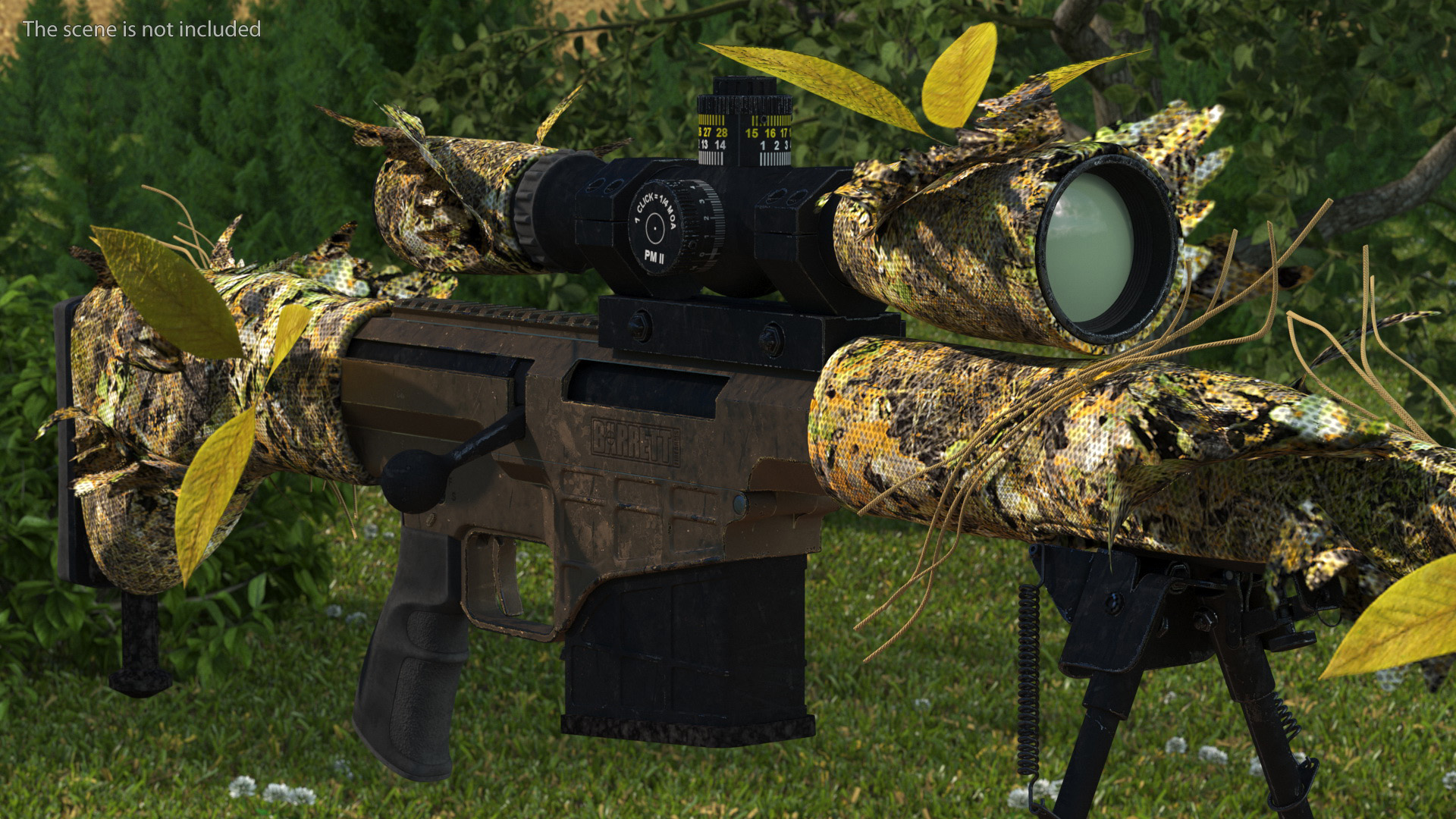 3D Rifle Barrett M98B Leaf Wrap model