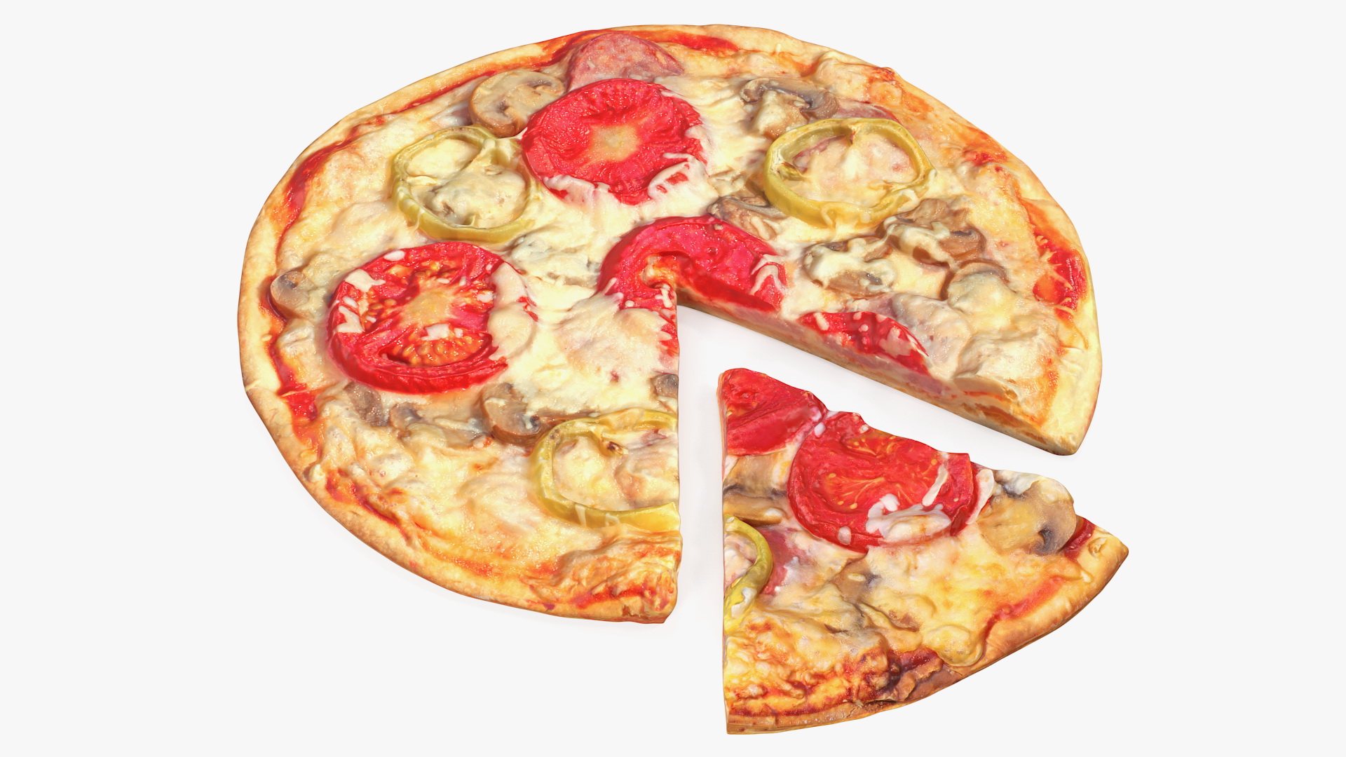 3D model Pizza with Slice Cut