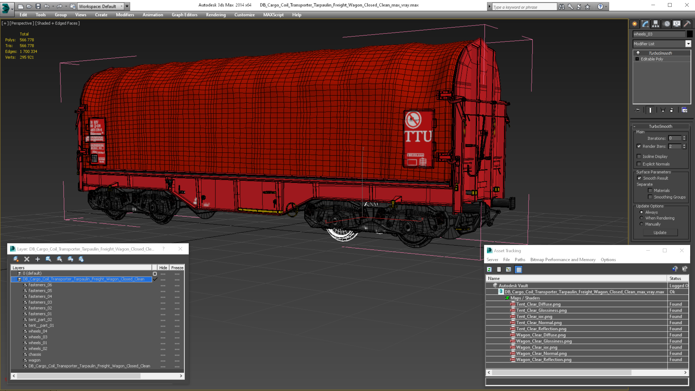 DB Cargo Coil Transporter Tarpaulin Freight Wagon Closed Clean 3D