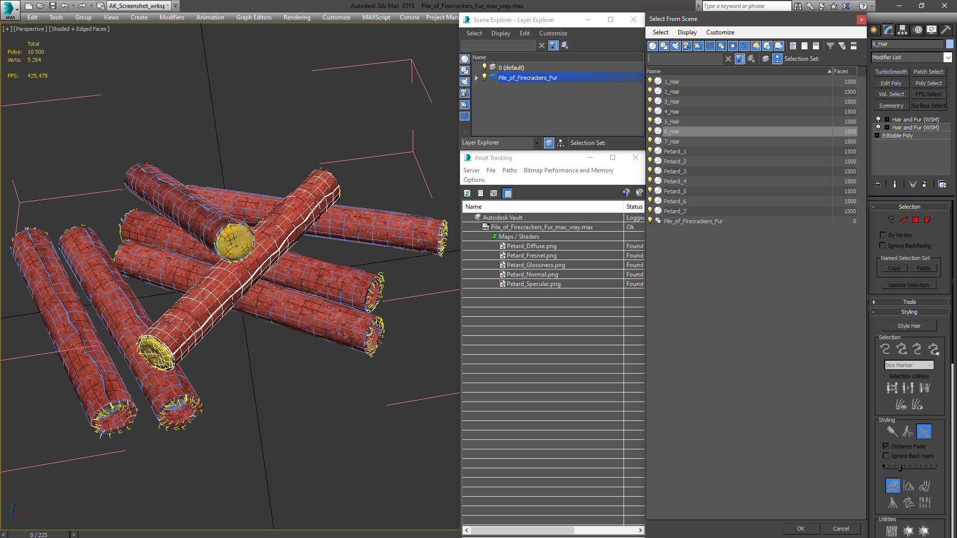 Pile of Firecrackers Fur 3D model