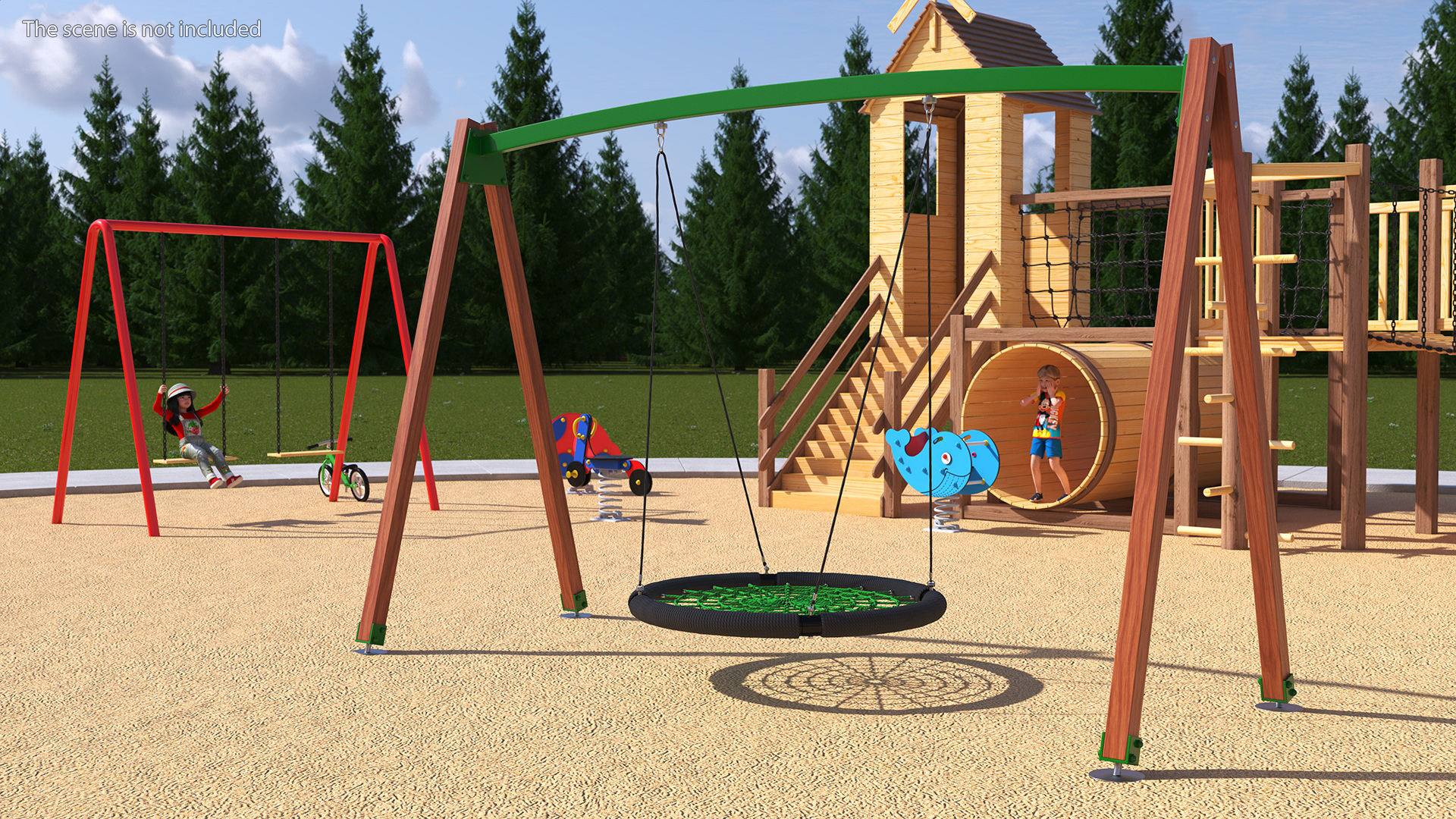 Nest Saucer Web Swing Green 3D