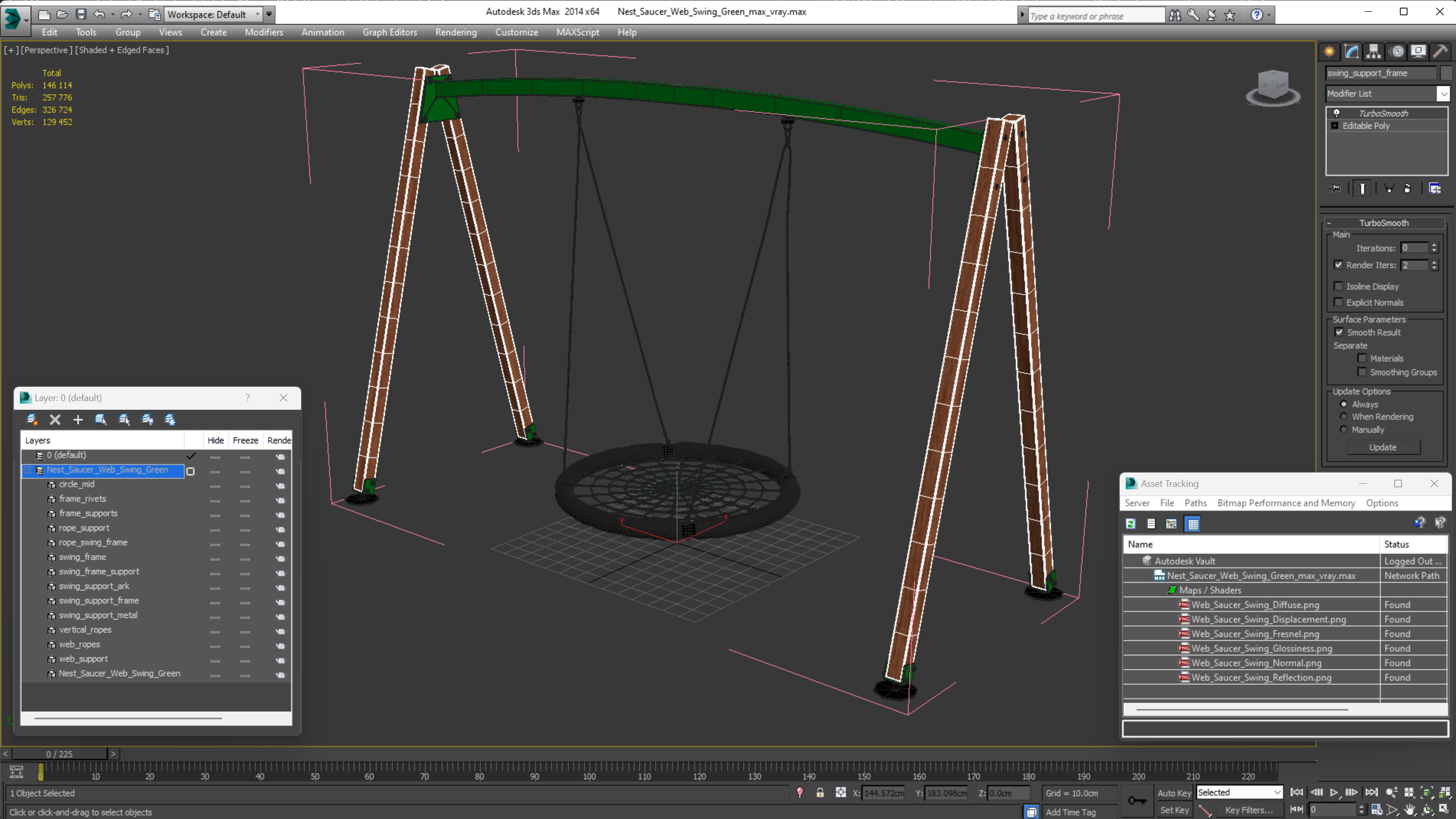Nest Saucer Web Swing Green 3D