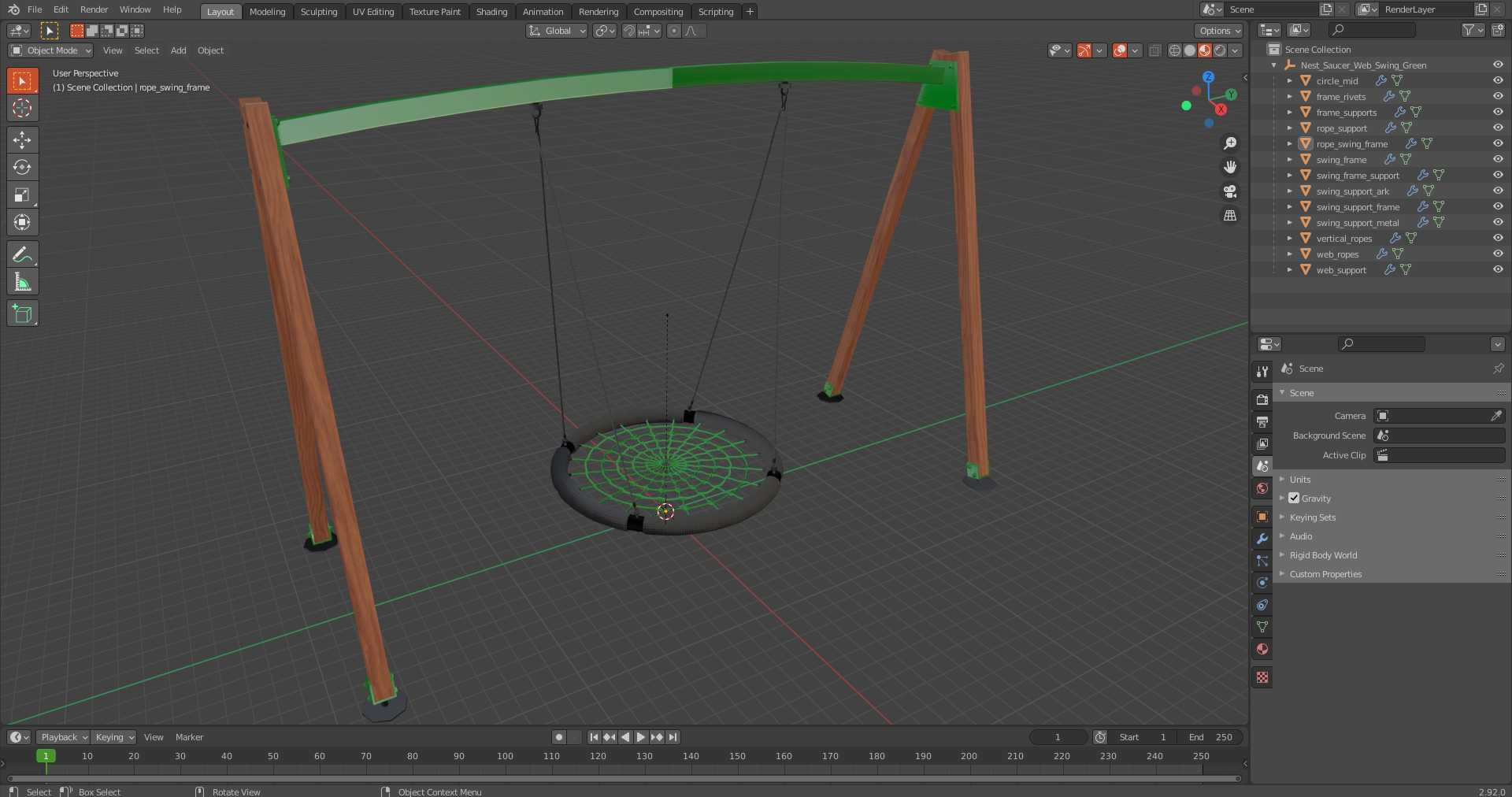 Nest Saucer Web Swing Green 3D