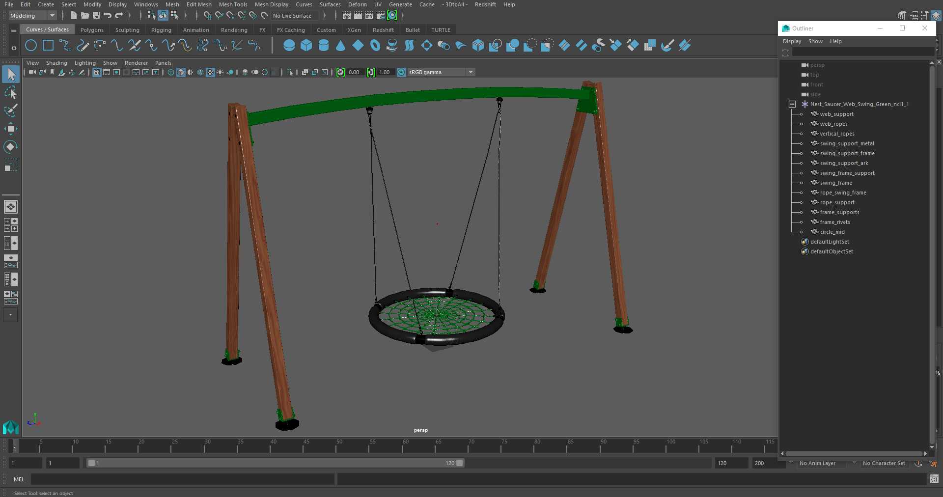 Nest Saucer Web Swing Green 3D