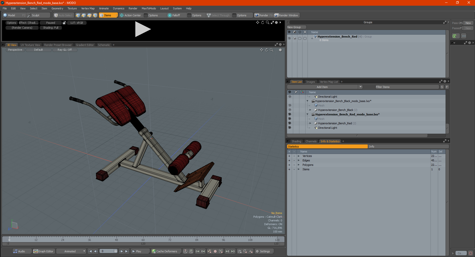 Hyperextension Bench Red 3D model