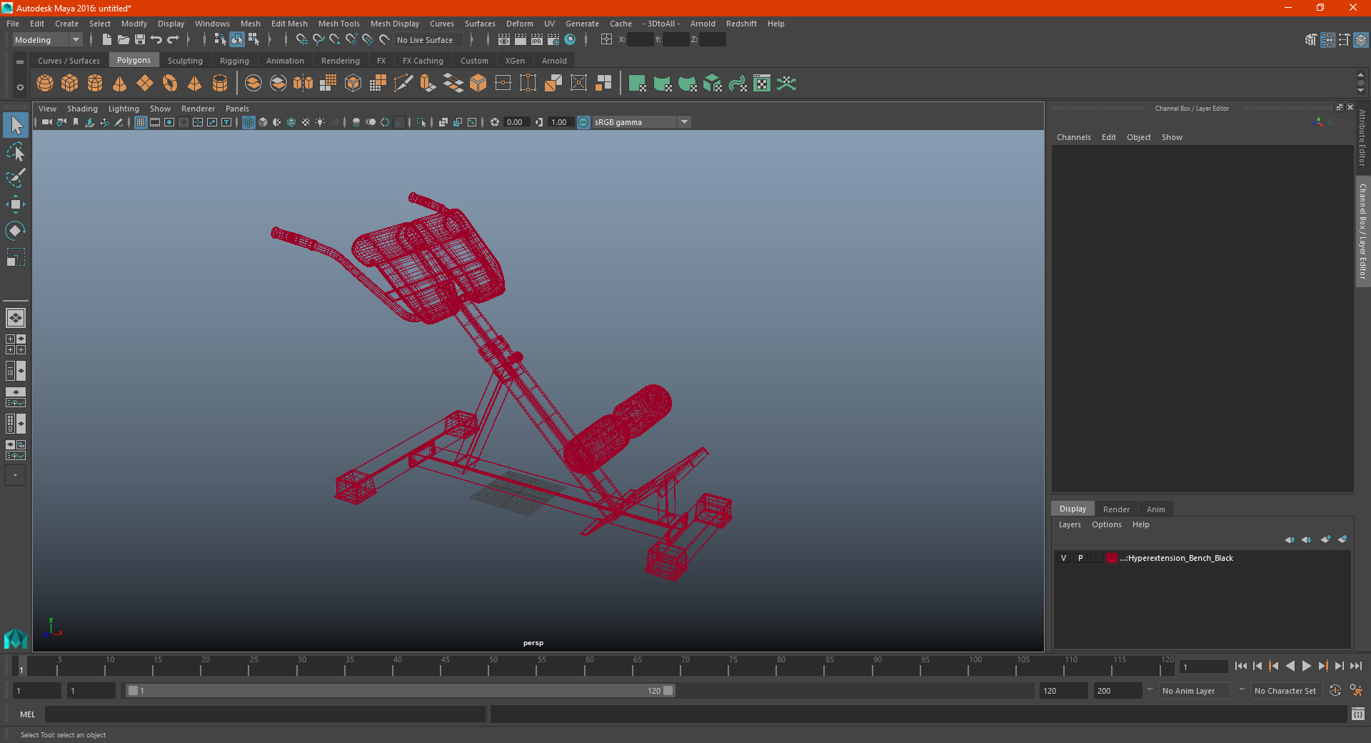 Hyperextension Bench Red 3D model