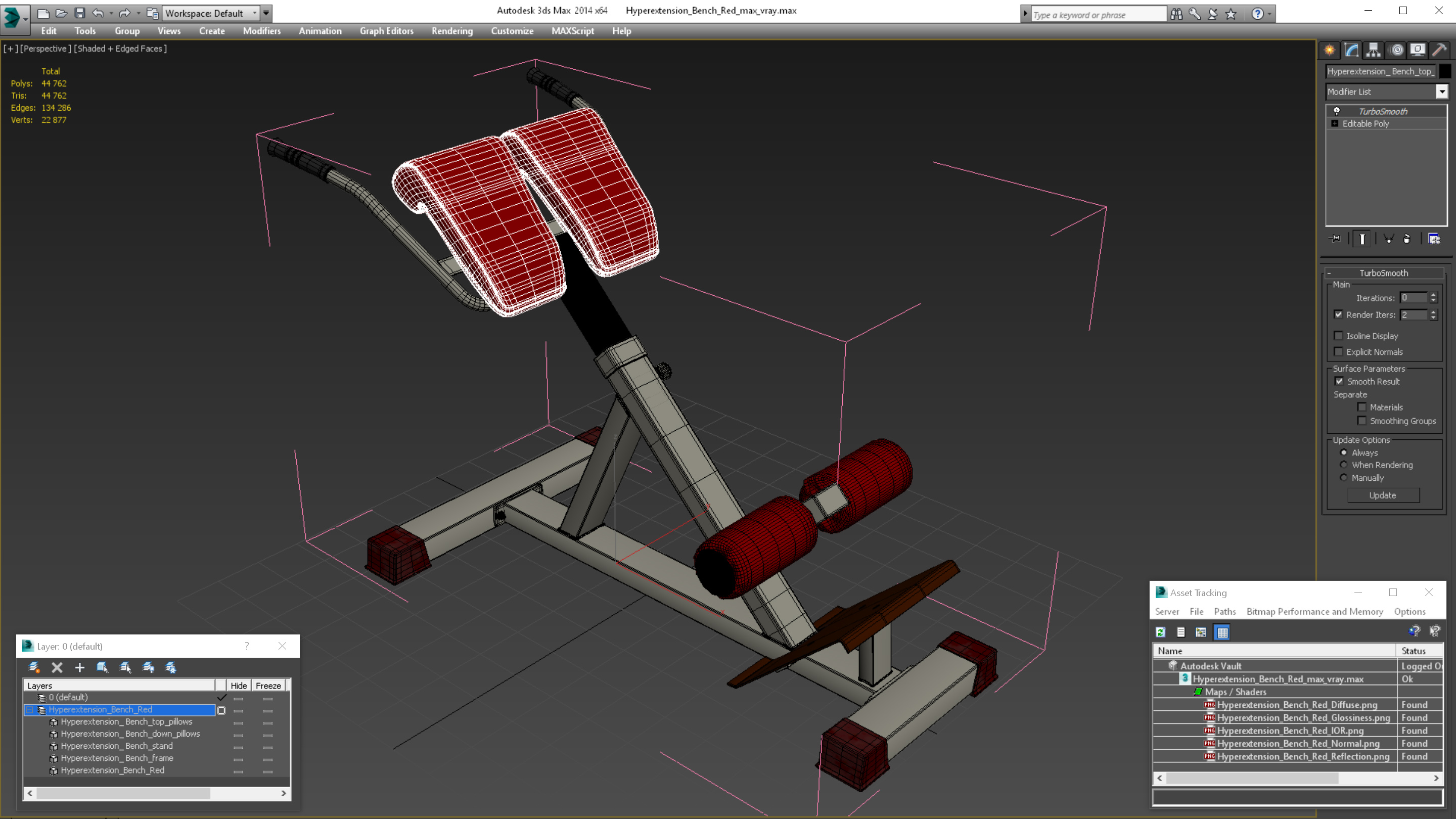 Hyperextension Bench Red 3D model