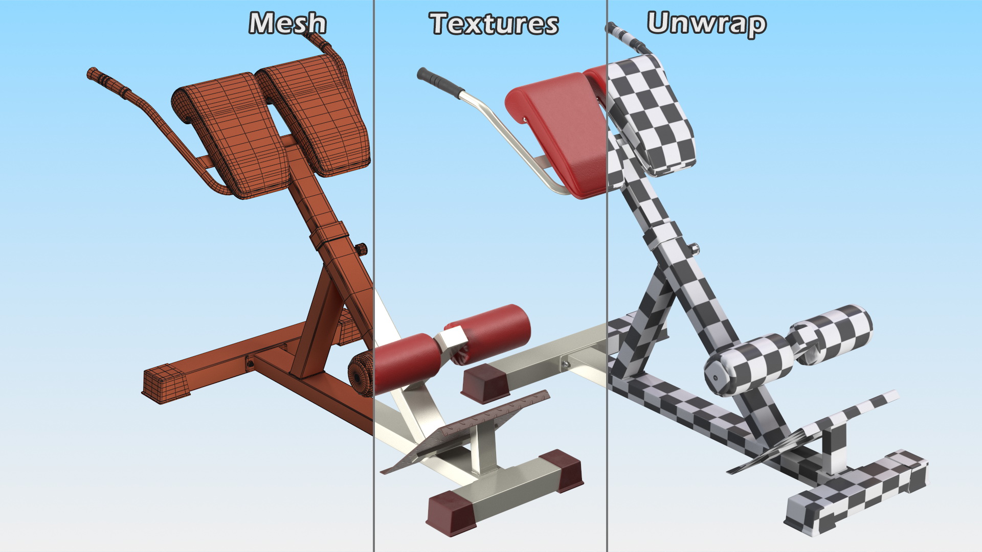 Hyperextension Bench Red 3D model