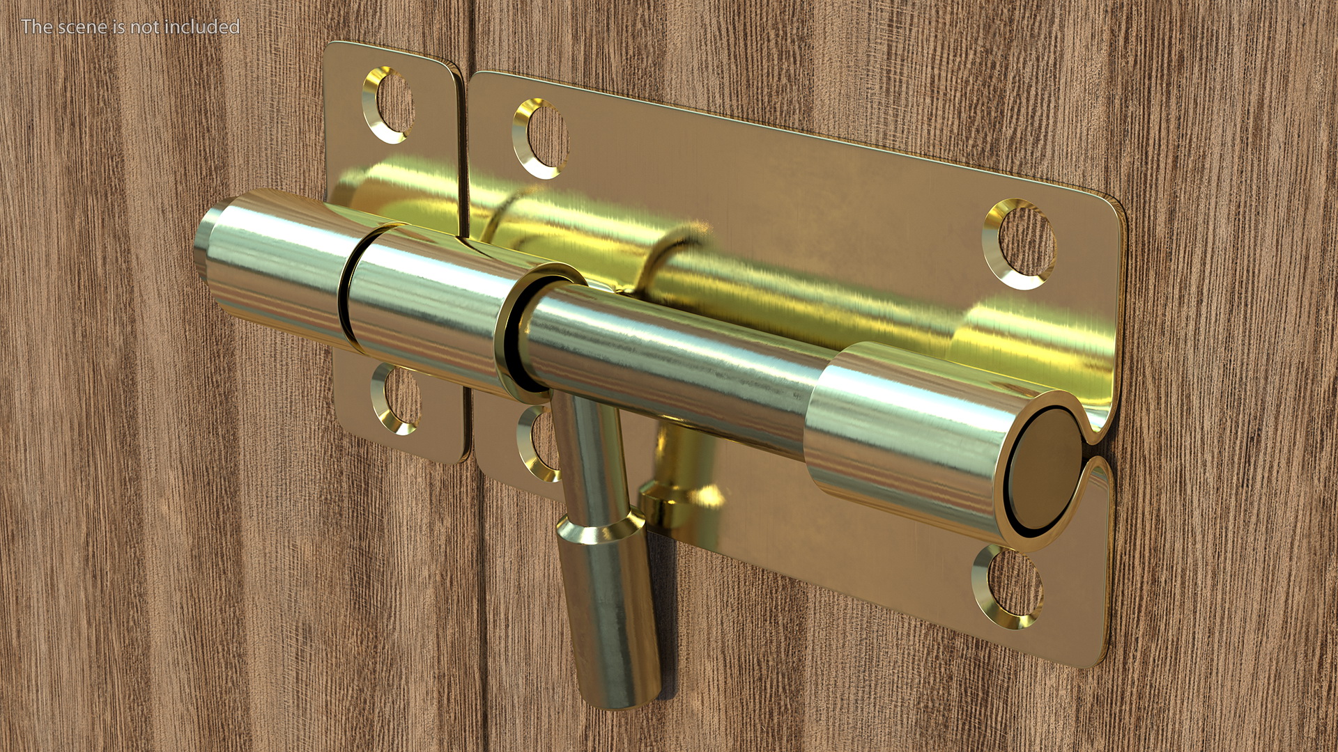 Door Latch Sliding Lock Brass 3D model