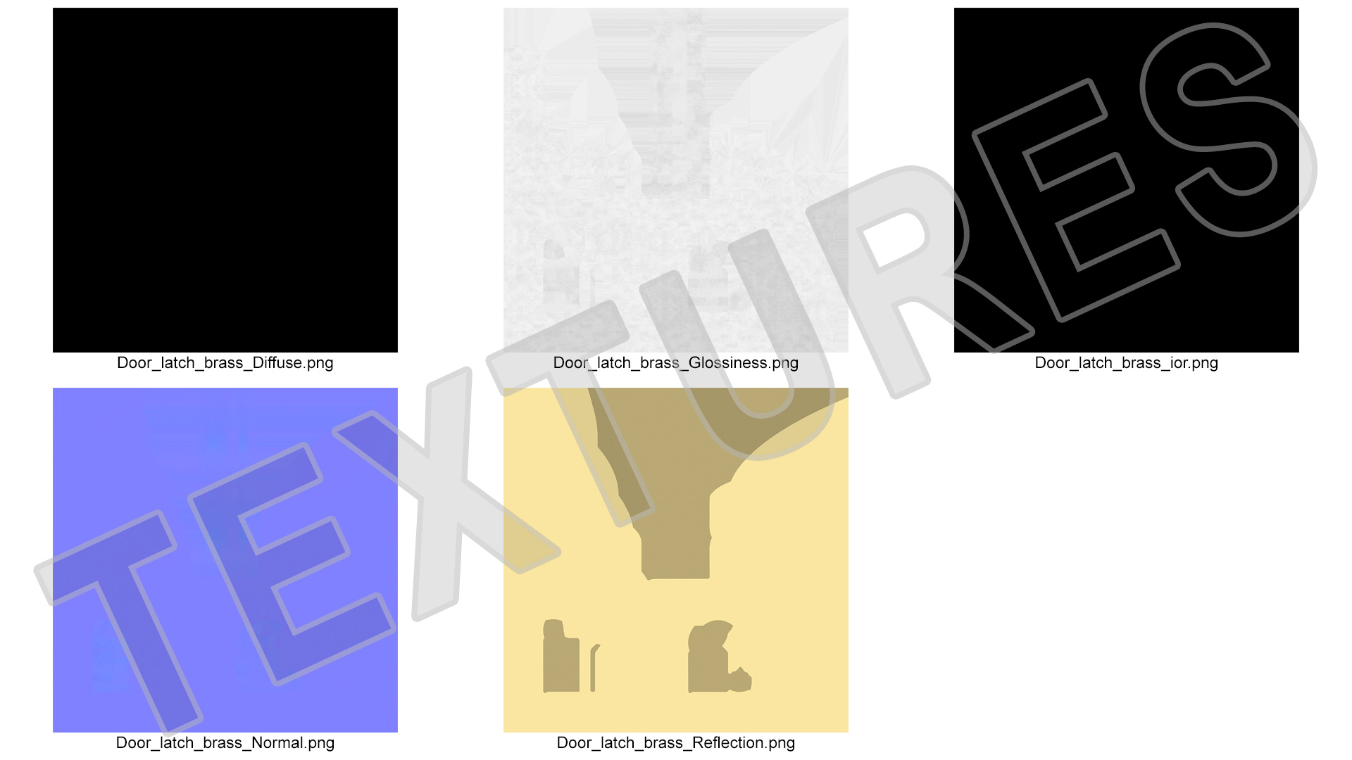 Door Latch Sliding Lock Brass 3D model
