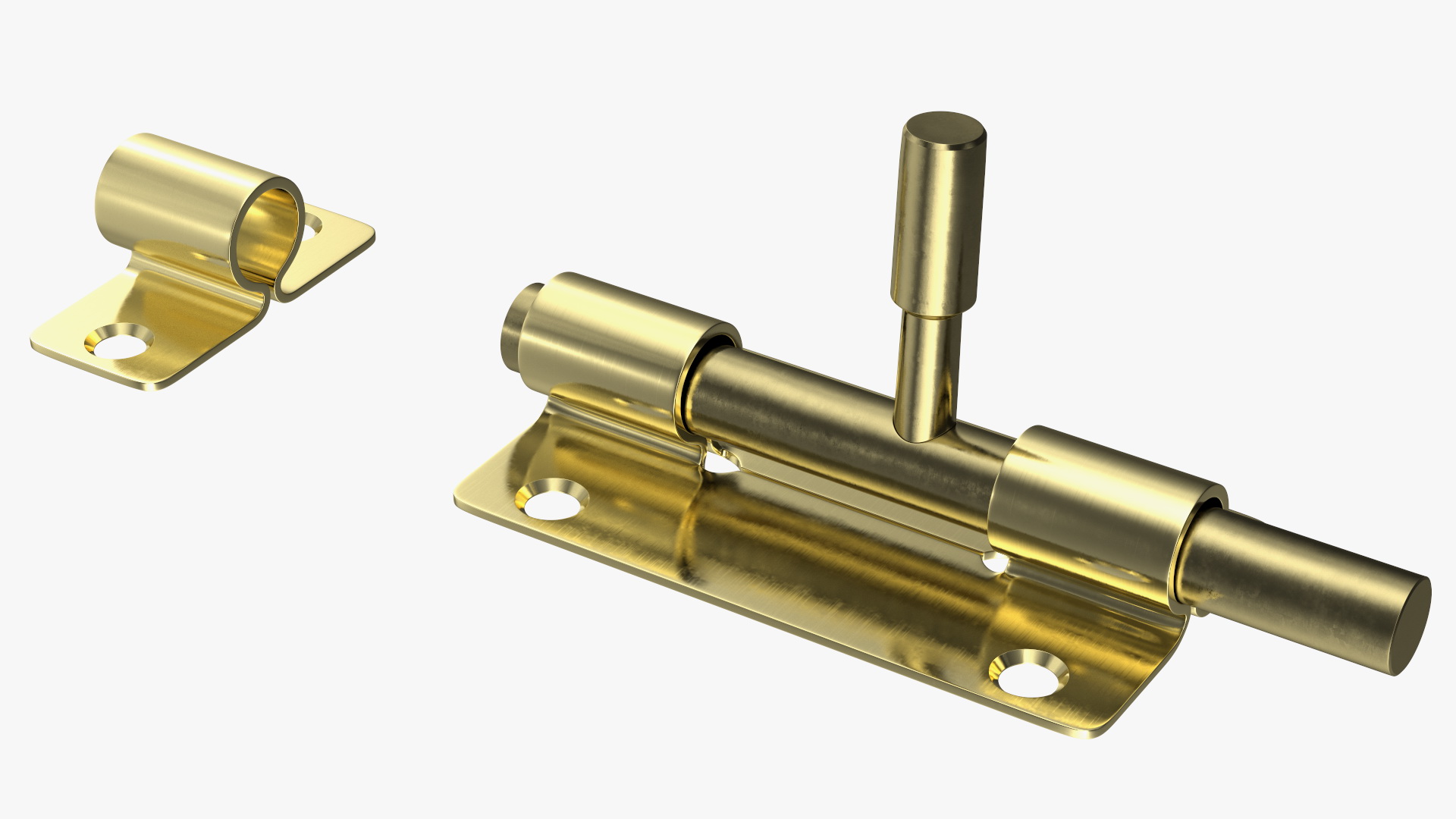 Door Latch Sliding Lock Brass 3D model