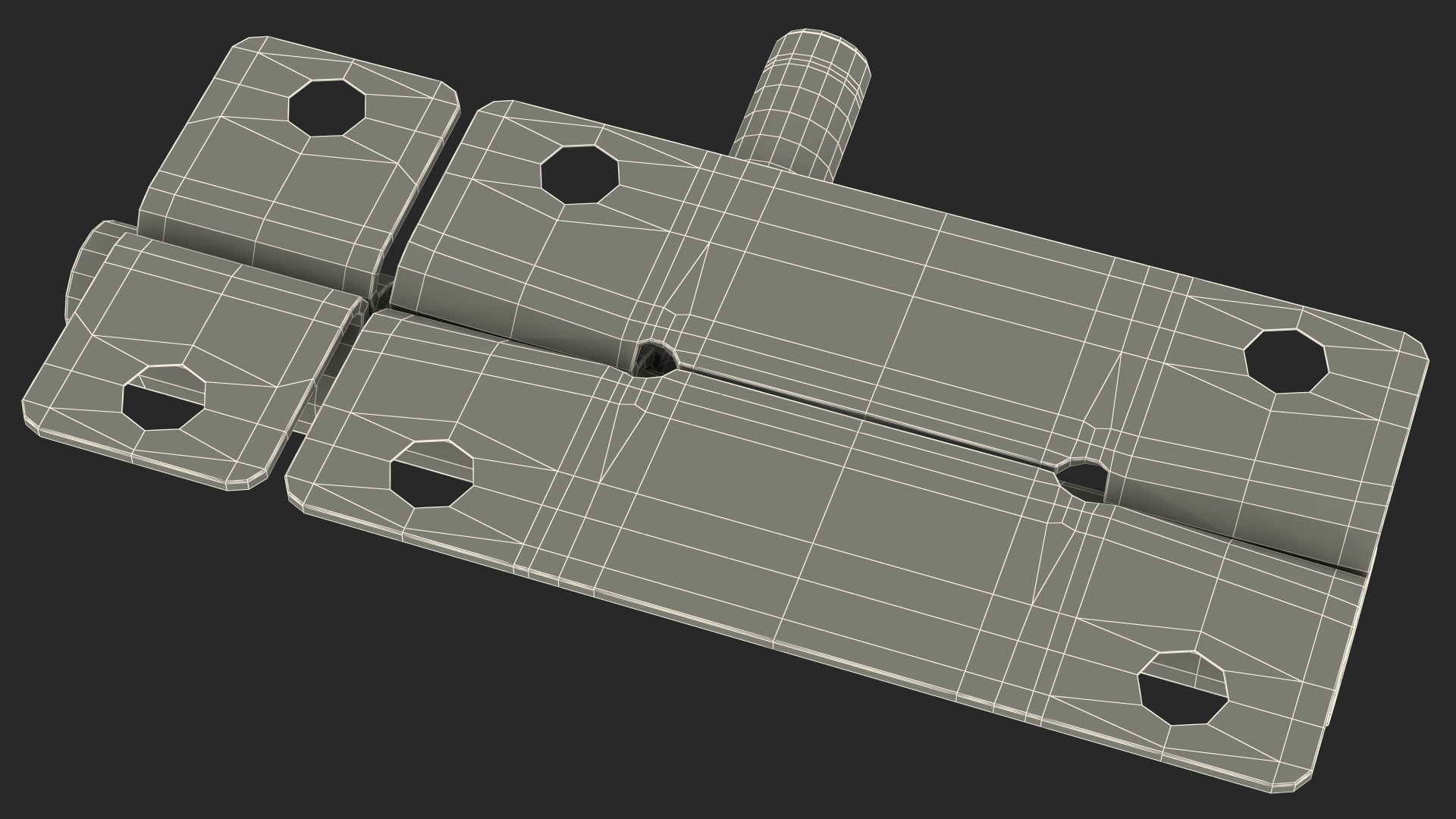 Door Latch Sliding Lock Brass 3D model