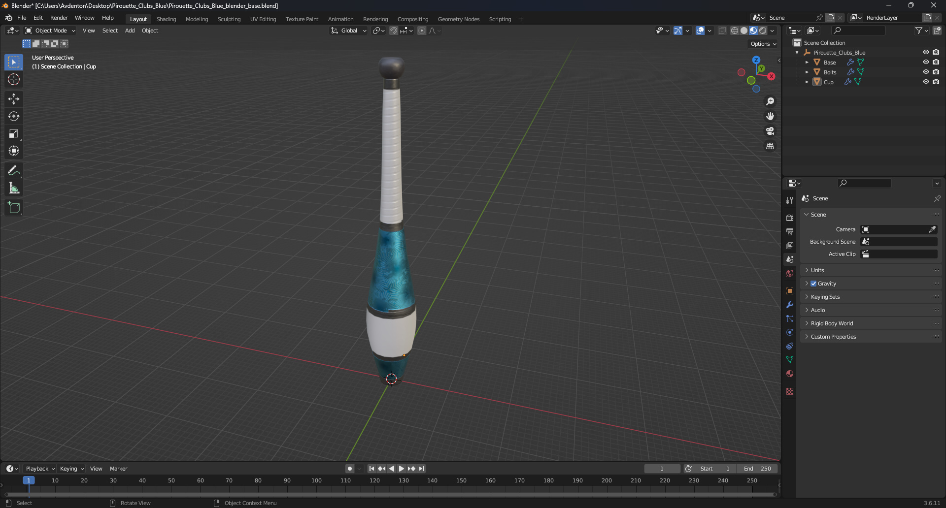 3D model Pirouette Clubs Blue
