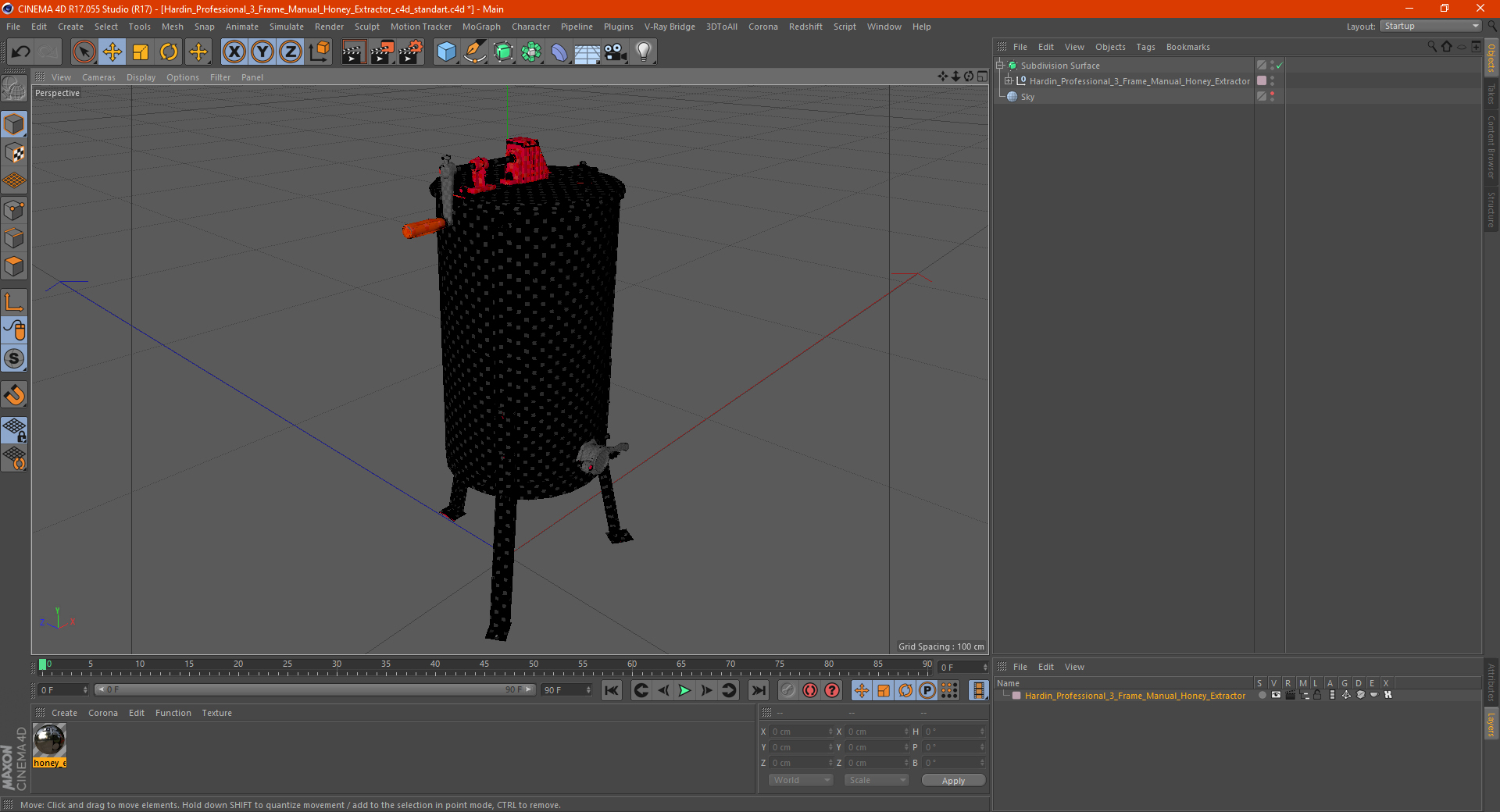 3D model Hardin Professional 3 Frame Manual Honey Extractor