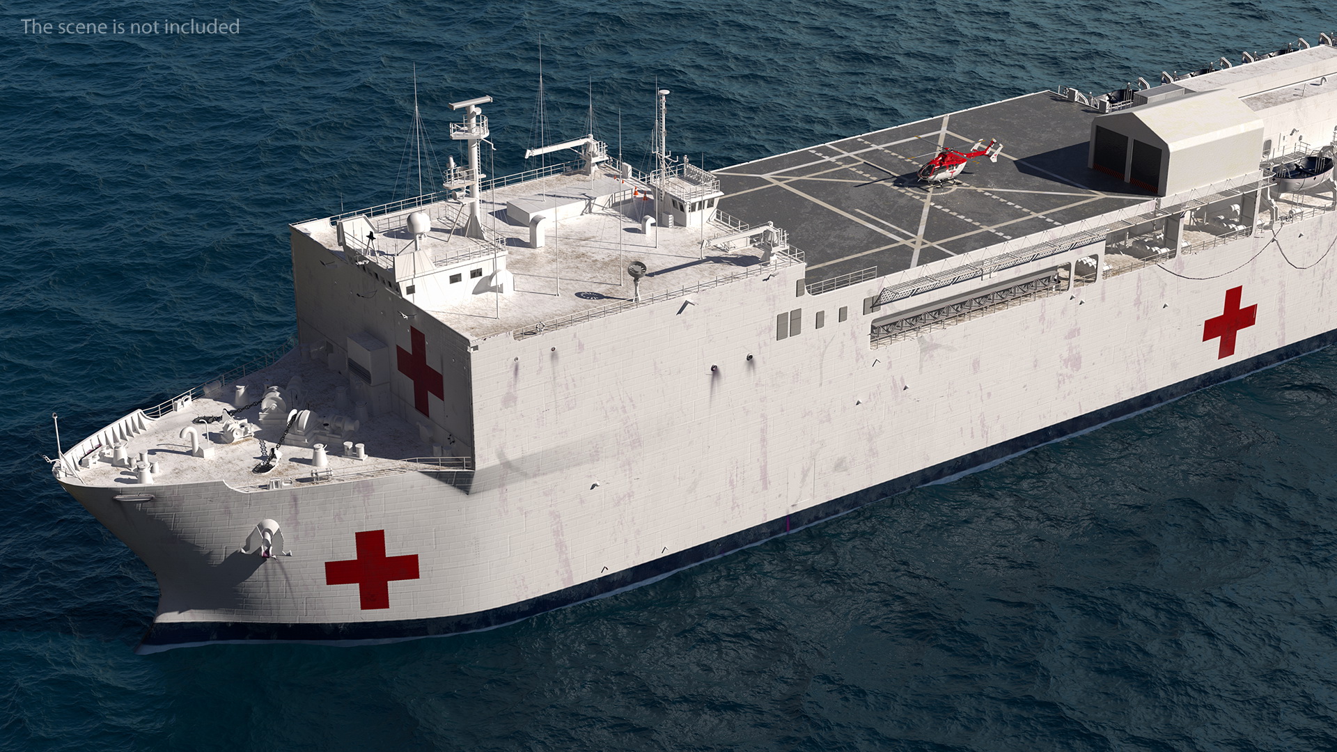 Hospital Ship with Medical Helicopter 3D