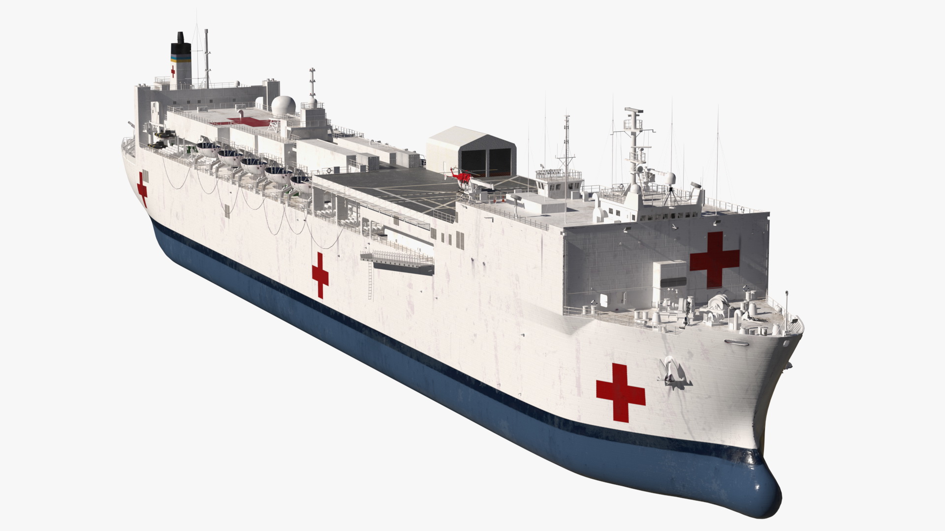 Hospital Ship with Medical Helicopter 3D