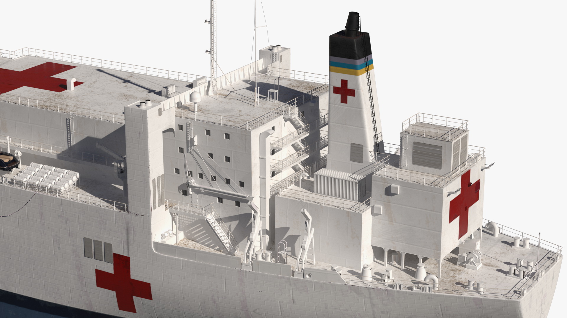 Hospital Ship with Medical Helicopter 3D
