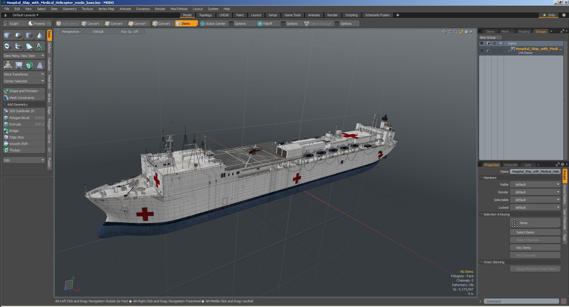 Hospital Ship with Medical Helicopter 3D