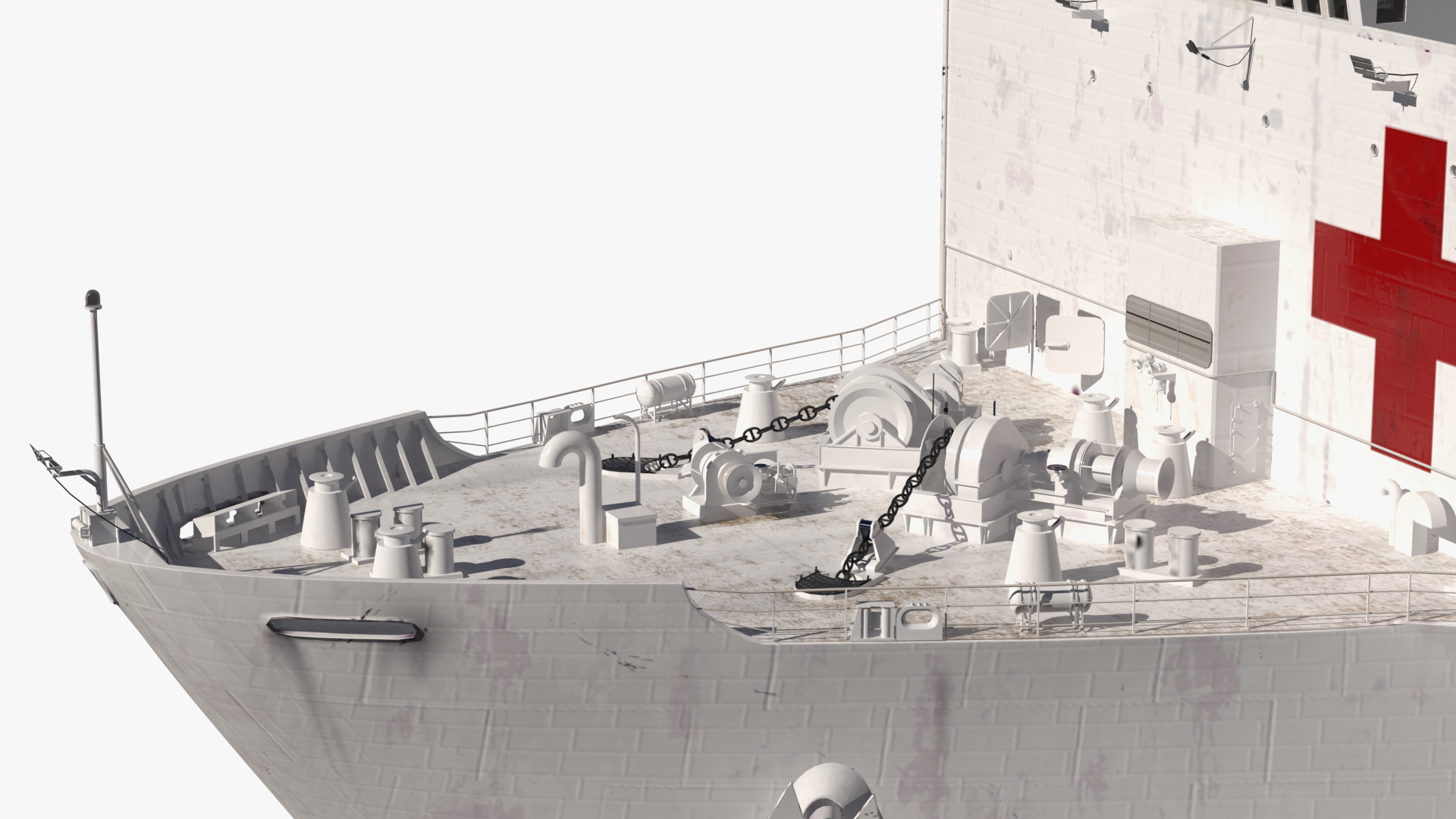 Hospital Ship with Medical Helicopter 3D