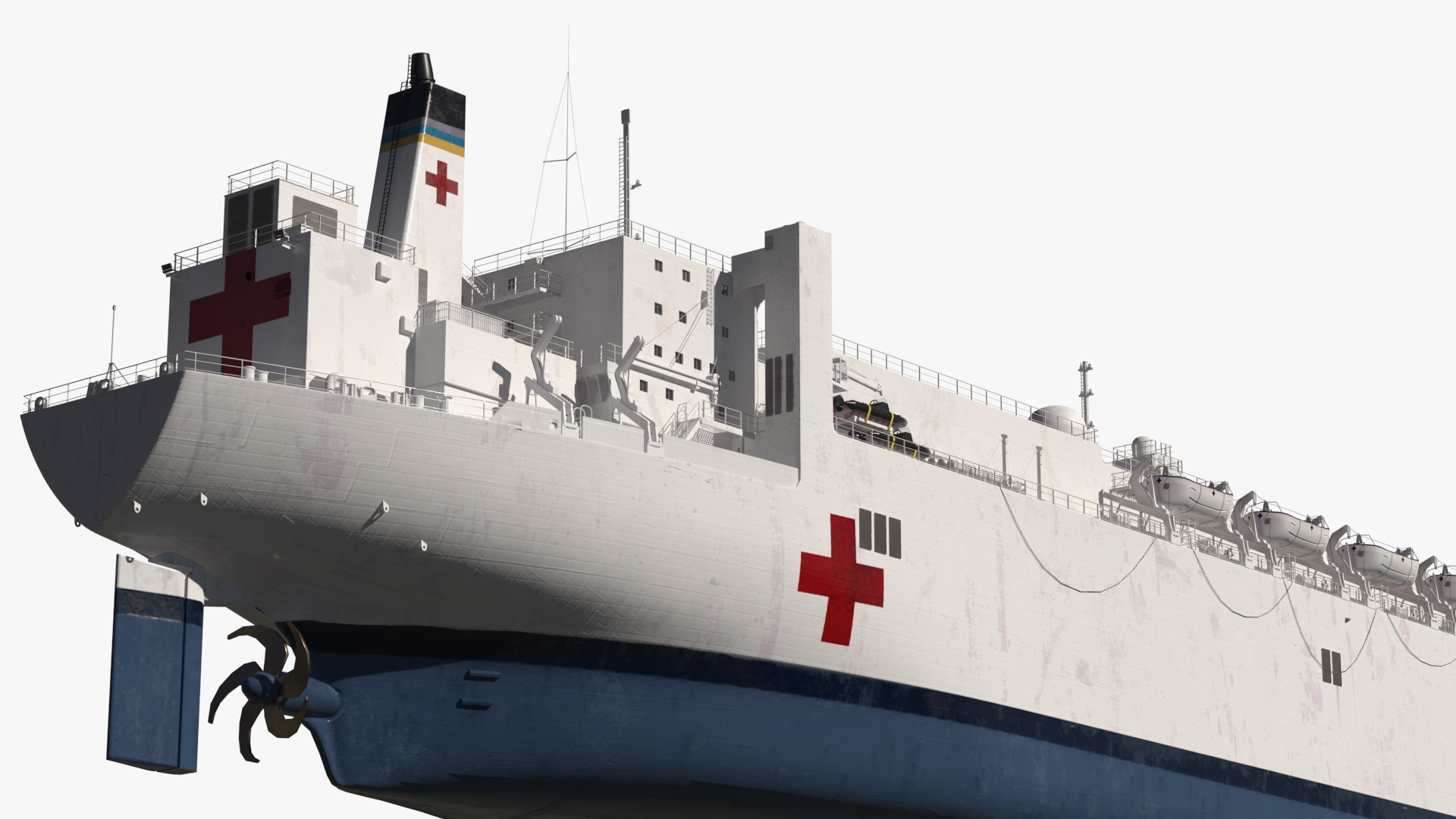 Hospital Ship with Medical Helicopter 3D