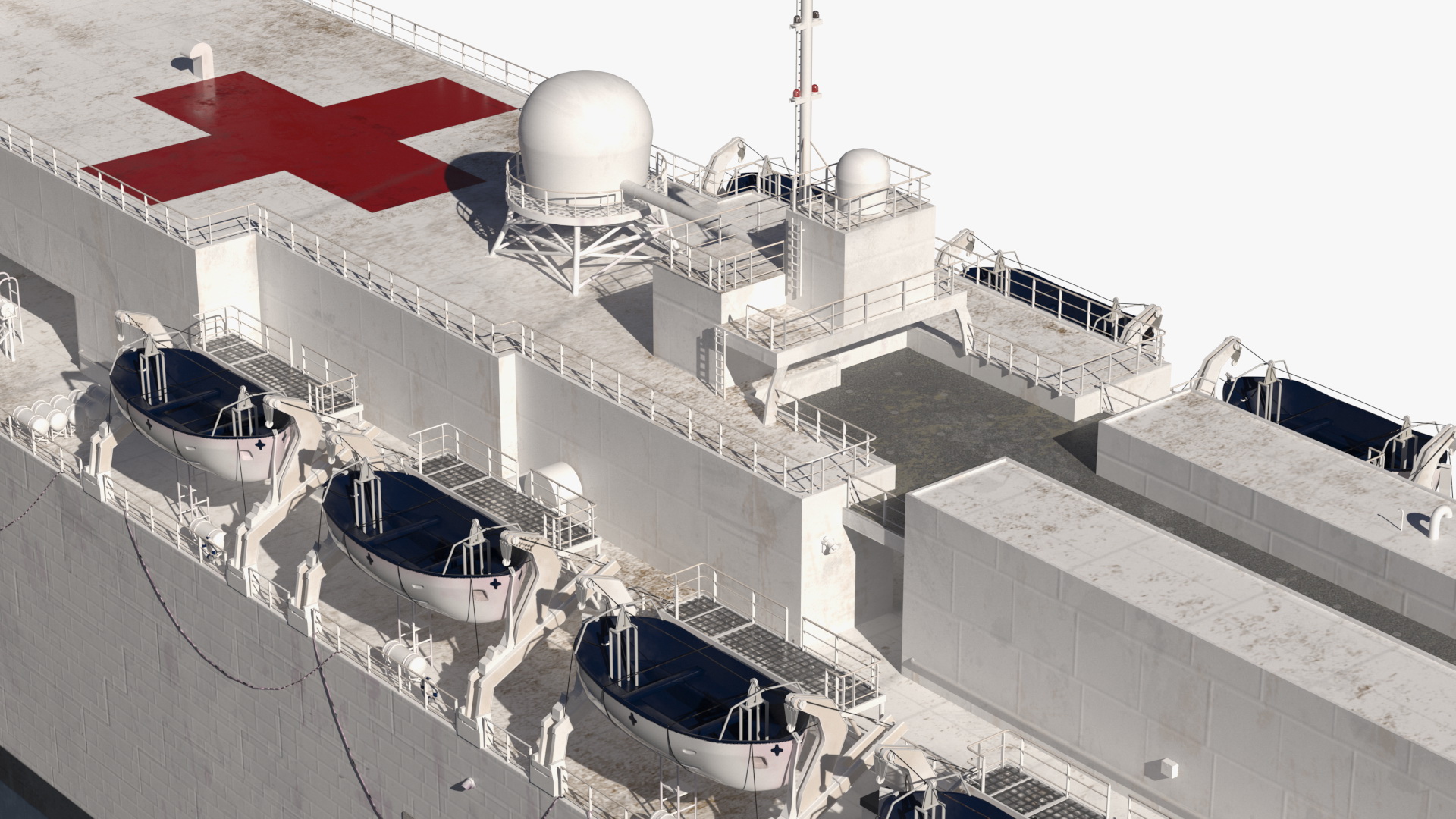 Hospital Ship with Medical Helicopter 3D