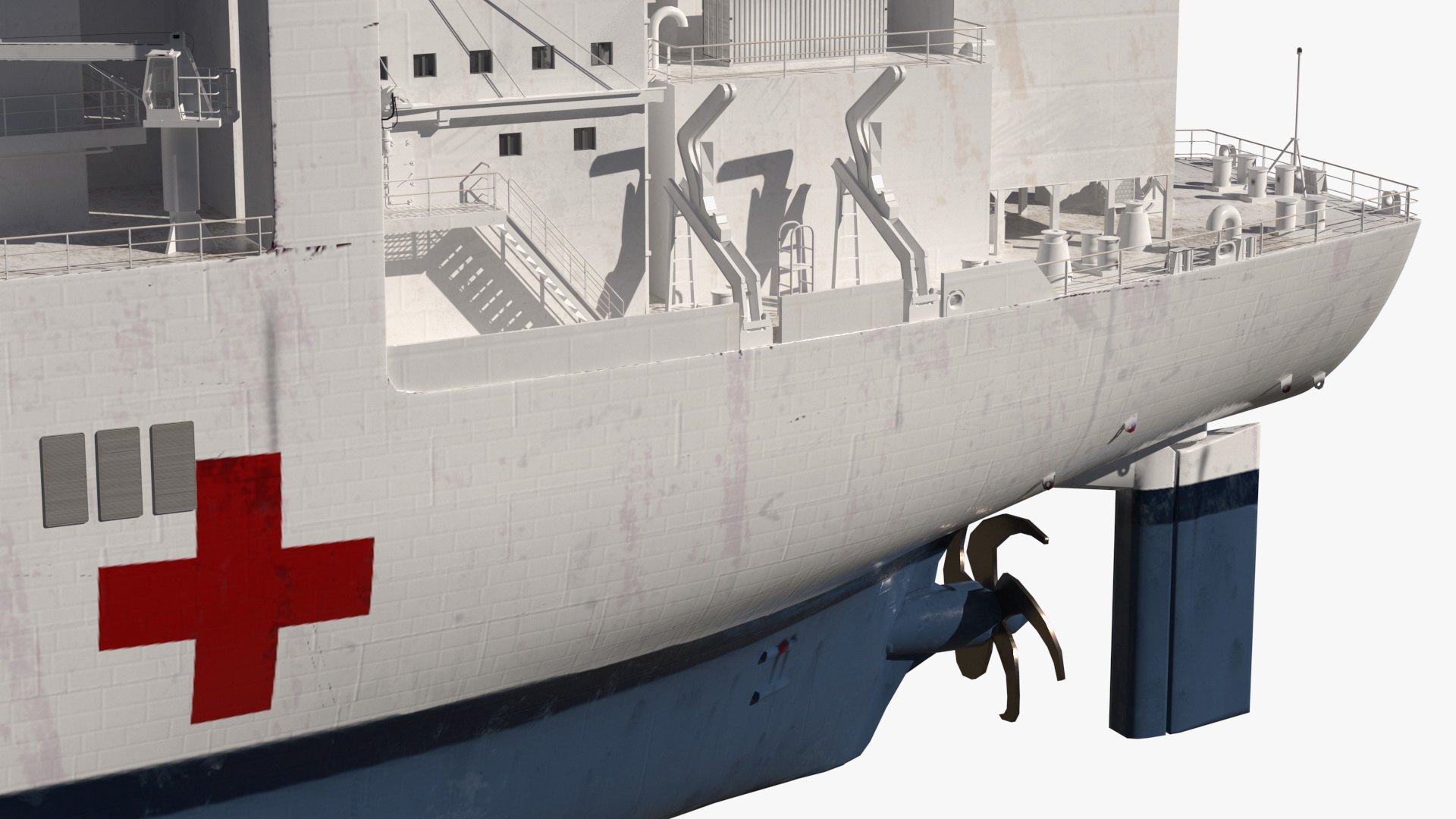 Hospital Ship with Medical Helicopter 3D