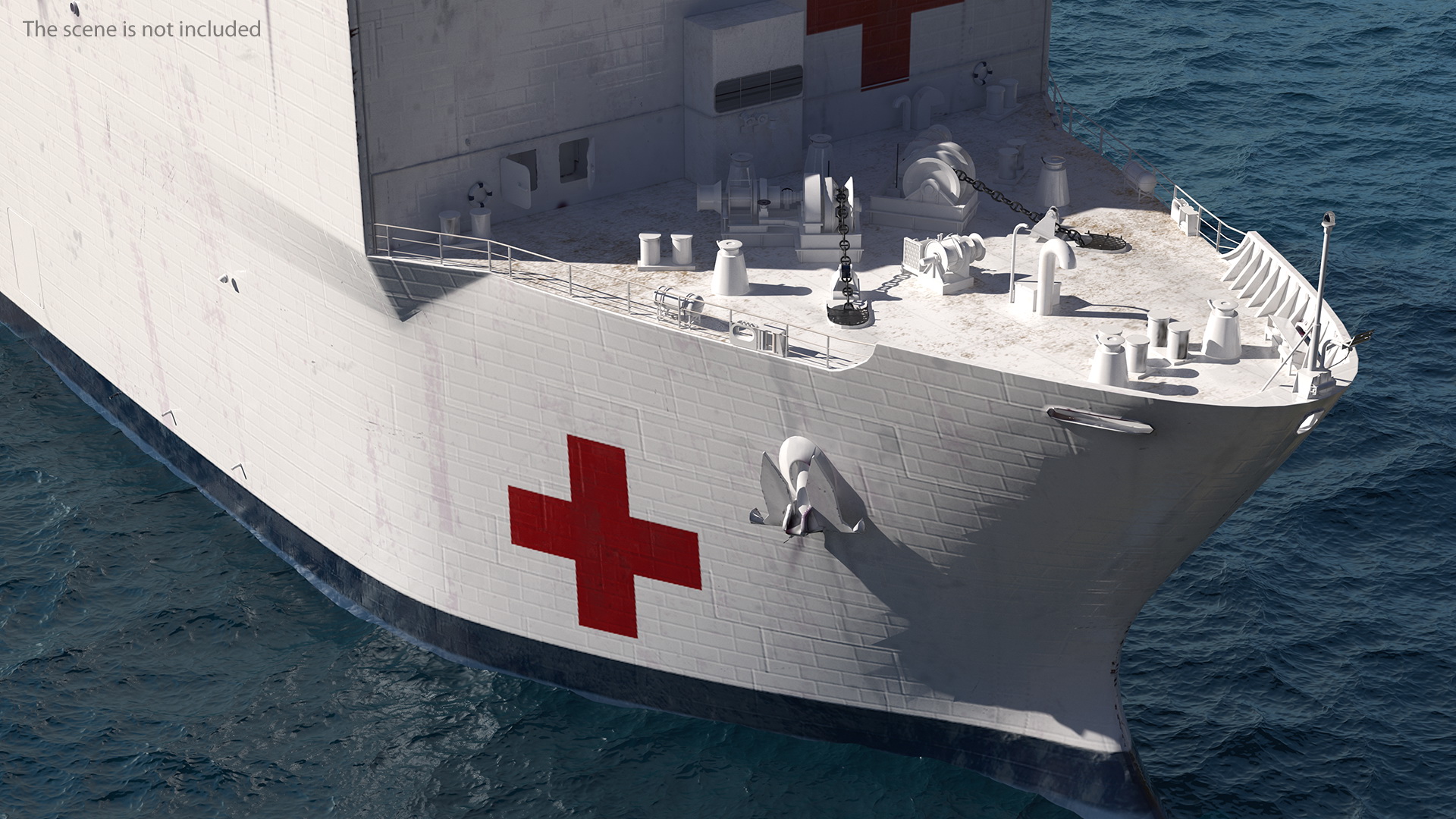 Hospital Ship with Medical Helicopter 3D