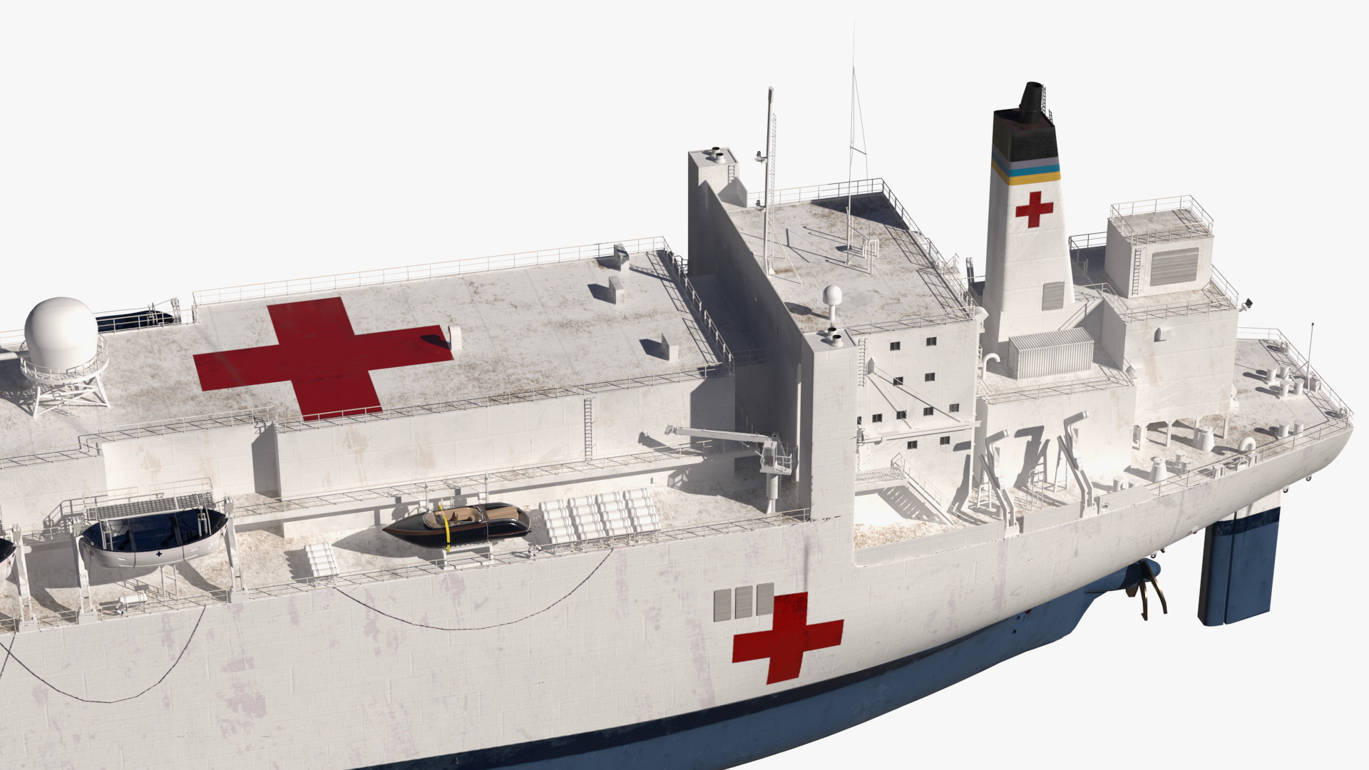 Hospital Ship with Medical Helicopter 3D