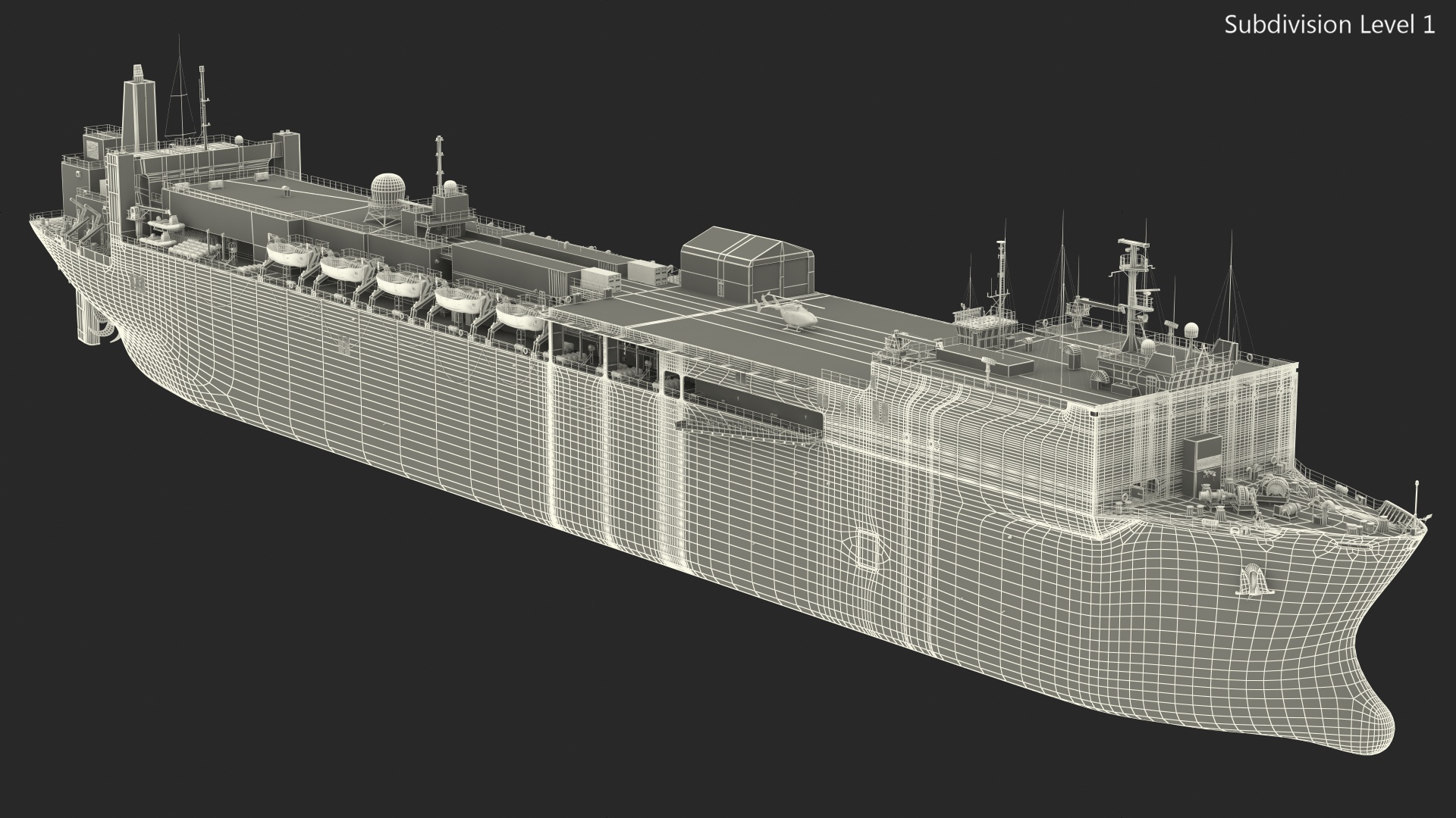 Hospital Ship with Medical Helicopter 3D