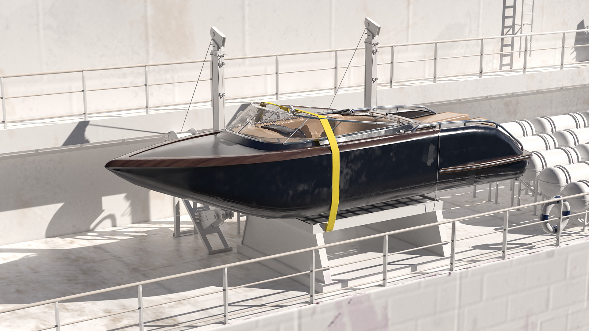Hospital Ship with Medical Helicopter 3D
