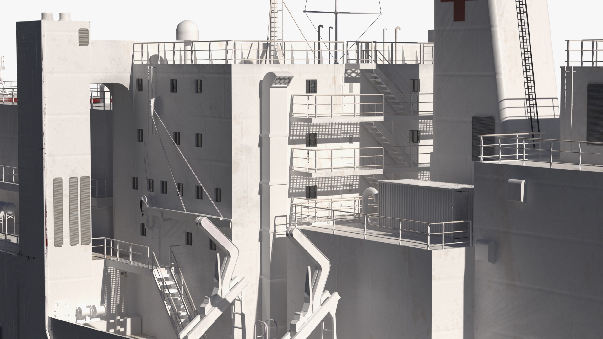 Hospital Ship with Medical Helicopter 3D